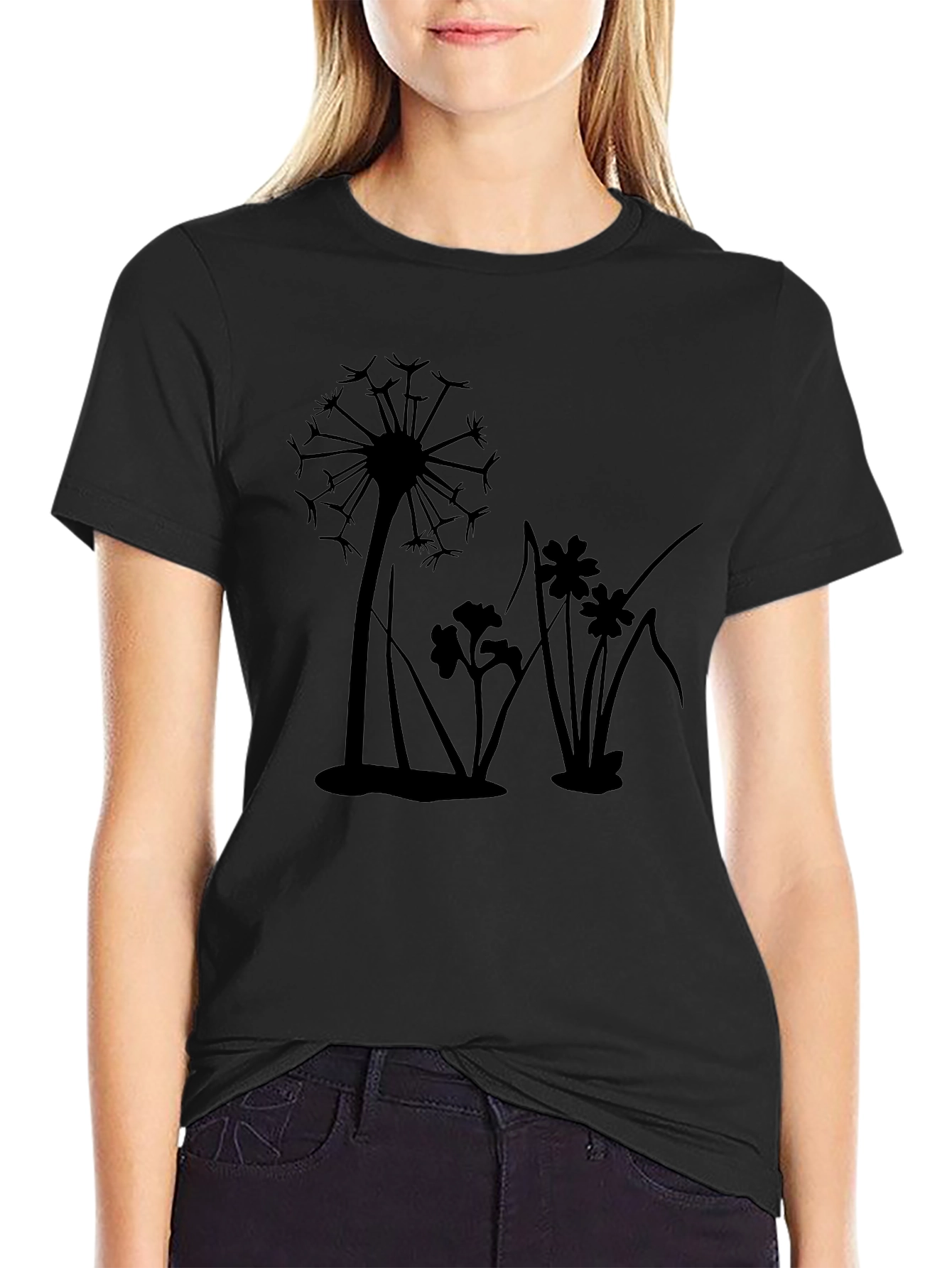 Dandelion Graphic Black T-Shirt