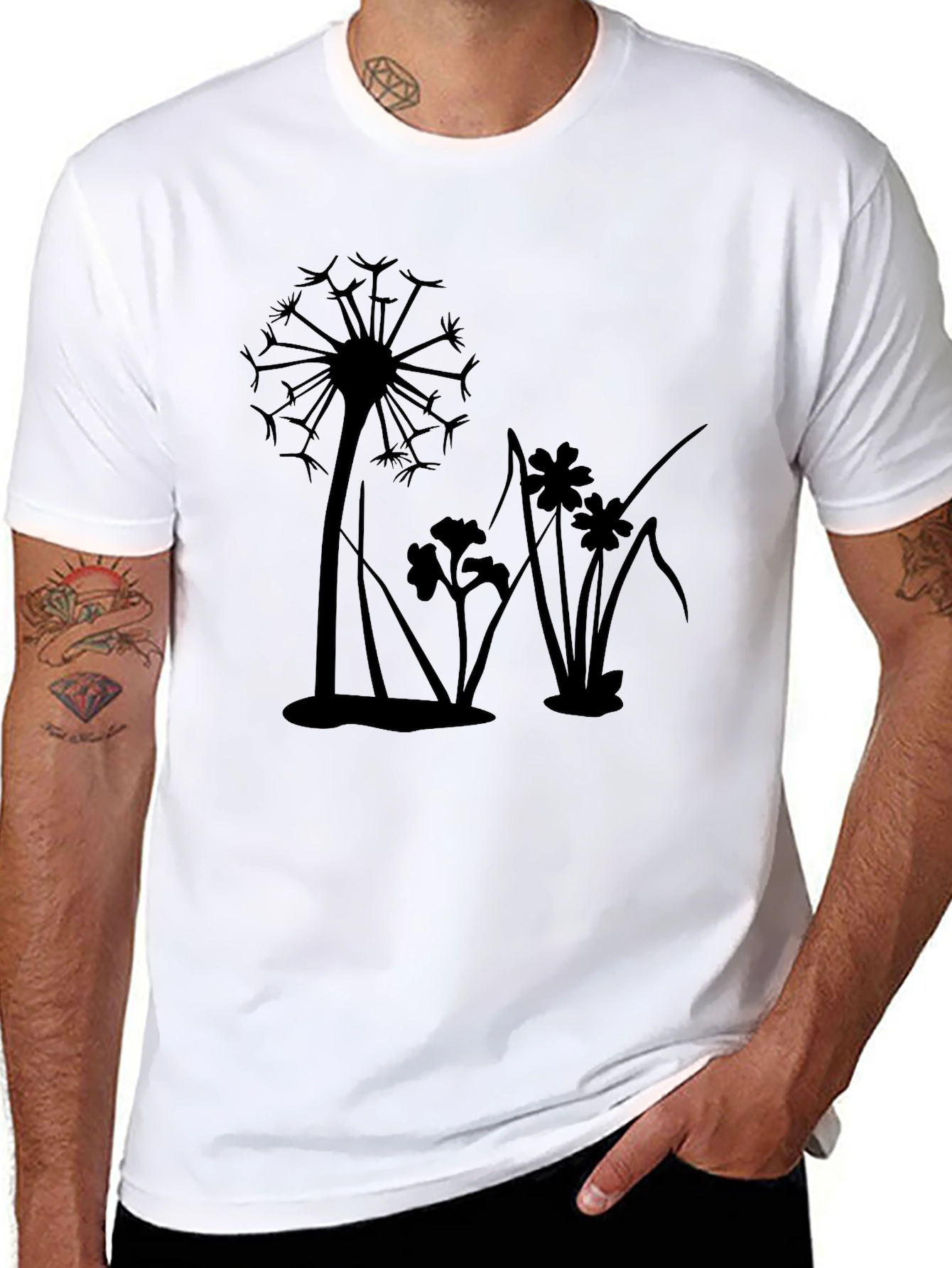 Dandelion Graphic Black T-Shirt
