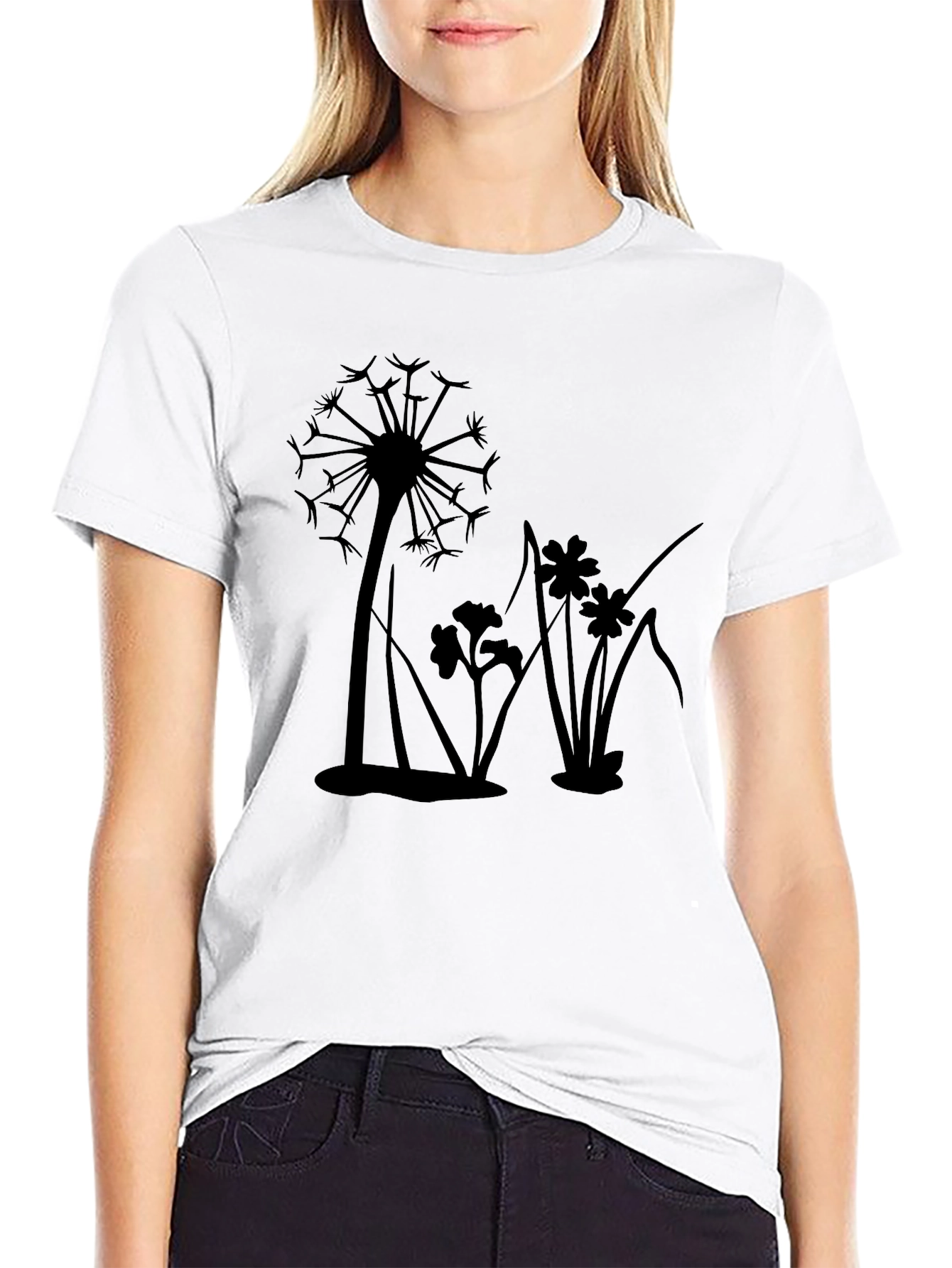 Dandelion Graphic Black T-Shirt