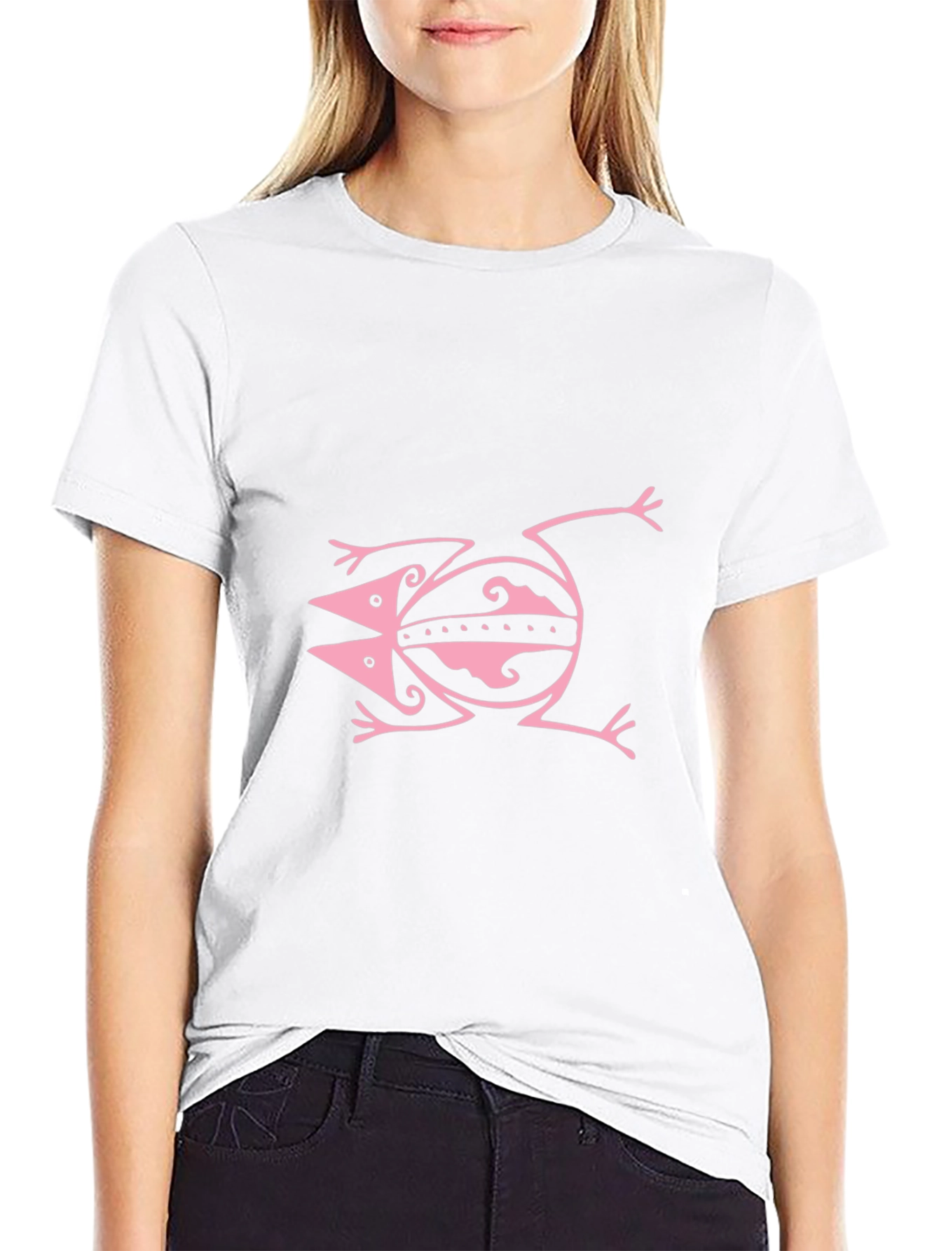 Pink Frog Graphic Black Tee Shirt