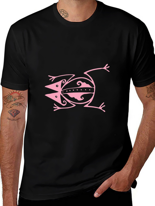 Pink Frog Graphic Black Tee Shirt