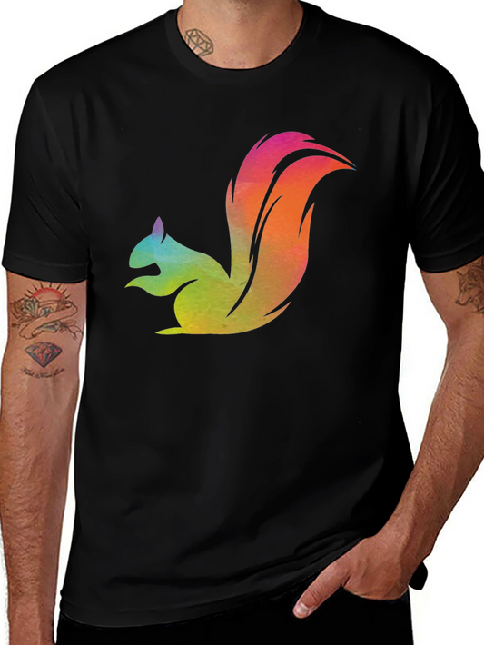 Rainbow Squirrel Graphic Tee - Mens Black T-Shirt