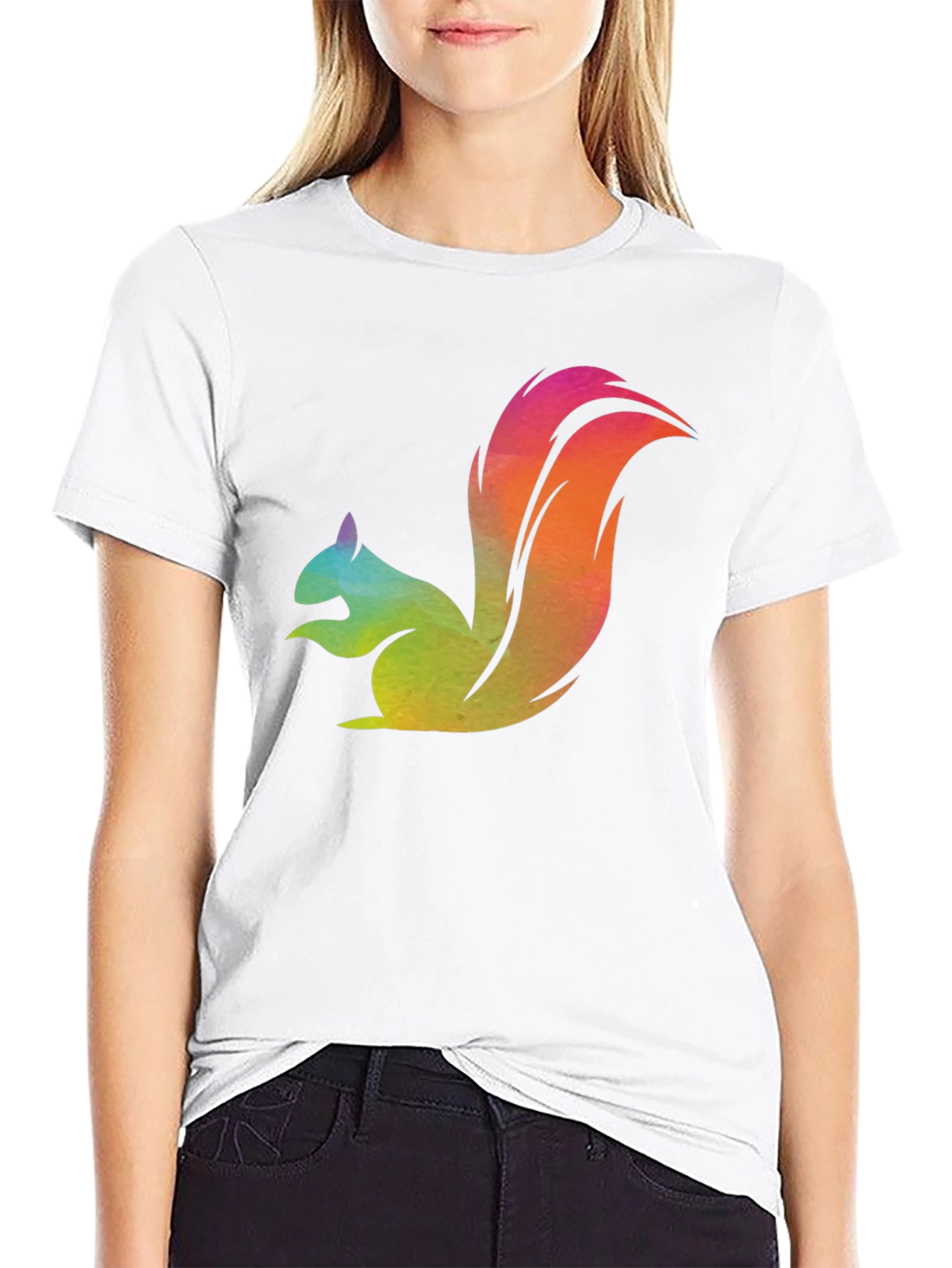 Rainbow Squirrel Graphic Tee - Mens Black T-Shirt
