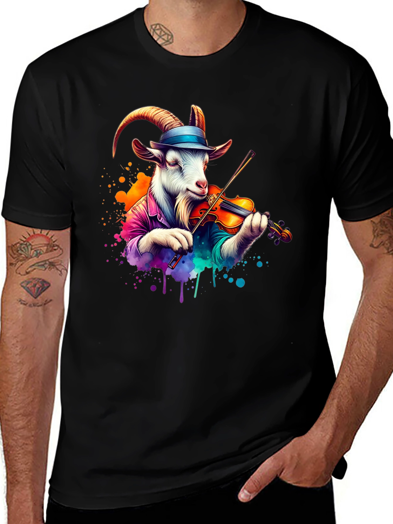 Goat Musician T-Shirt - Unique Graphic Tee