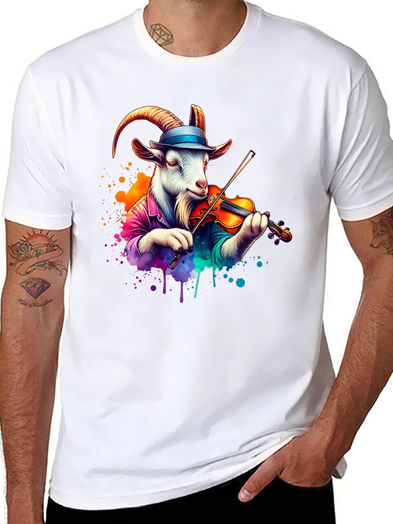 Goat Musician T-Shirt - Unique Graphic Tee