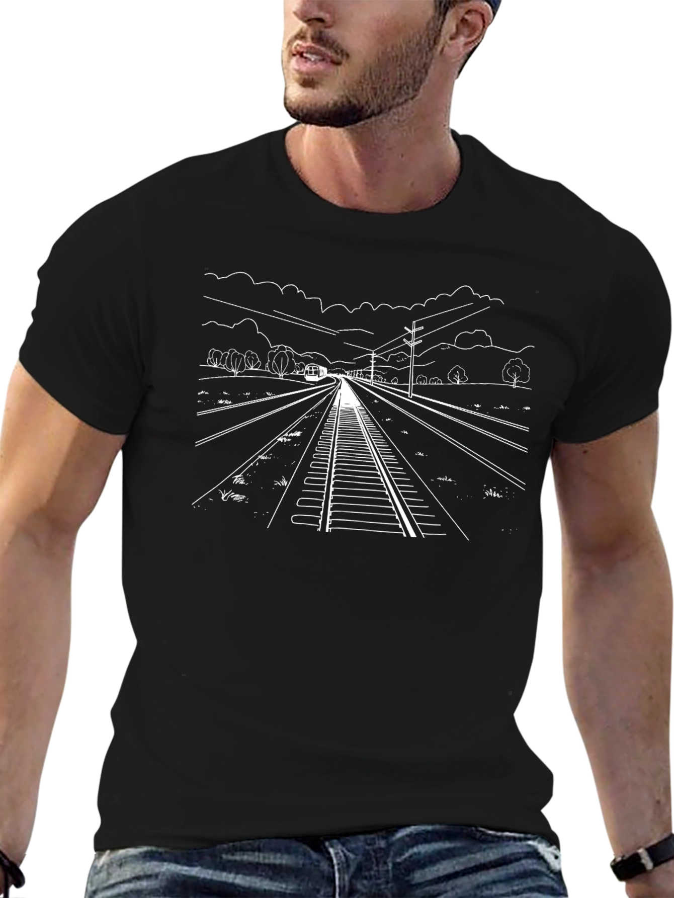 Train Track Graphic Tee - Railroad Lover Shirt
