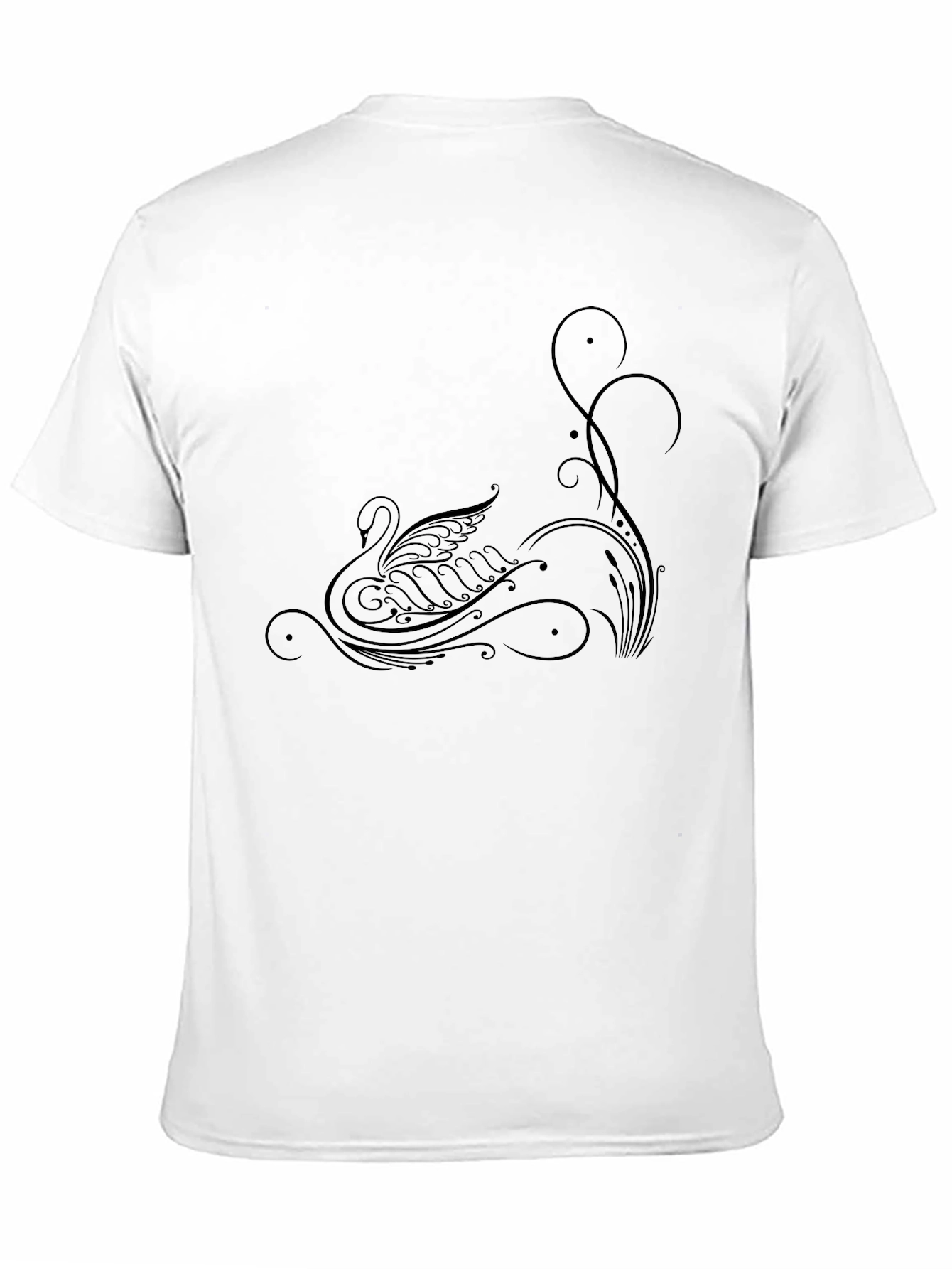 Elegant Swan Graphic Black T-Shirt