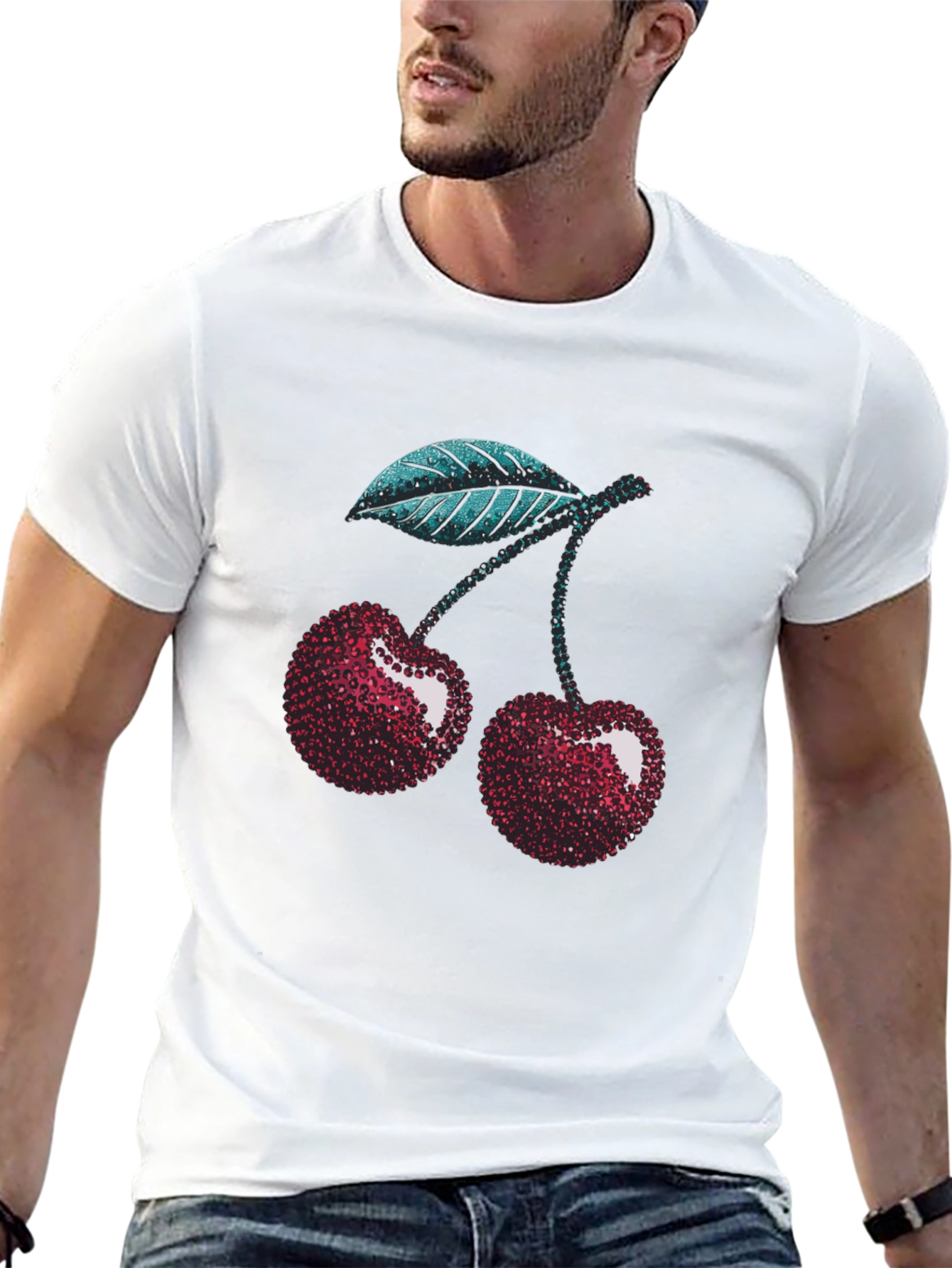 Sparkling Cherry Graphic Tee - Trendy Fruit Design