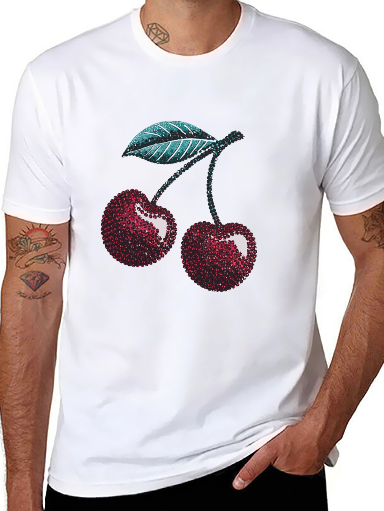 Sparkling Cherry Graphic Tee - Trendy Fruit Design