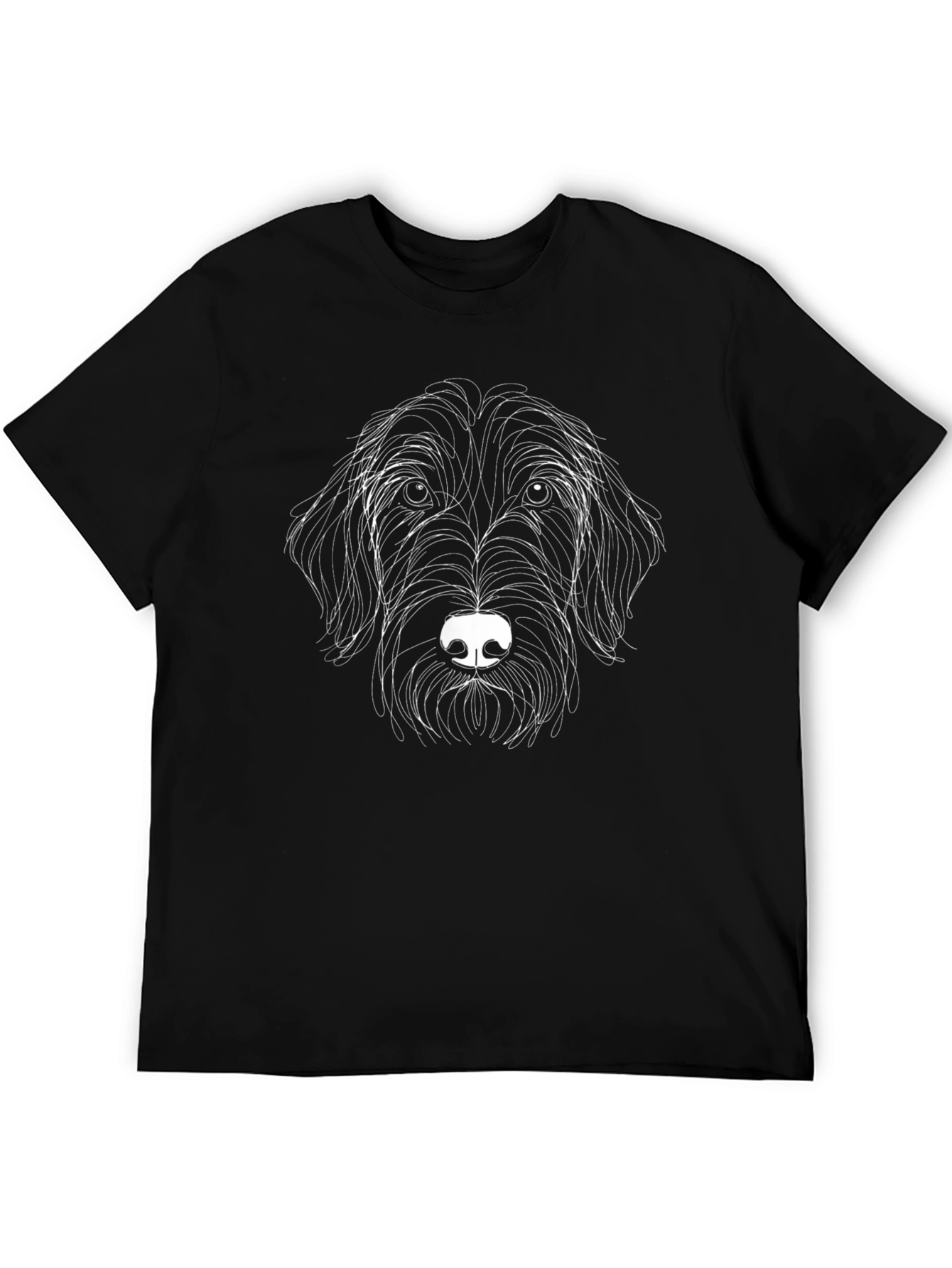 Dog Sketch Graphic Tee - Black Cotton T-Shirt