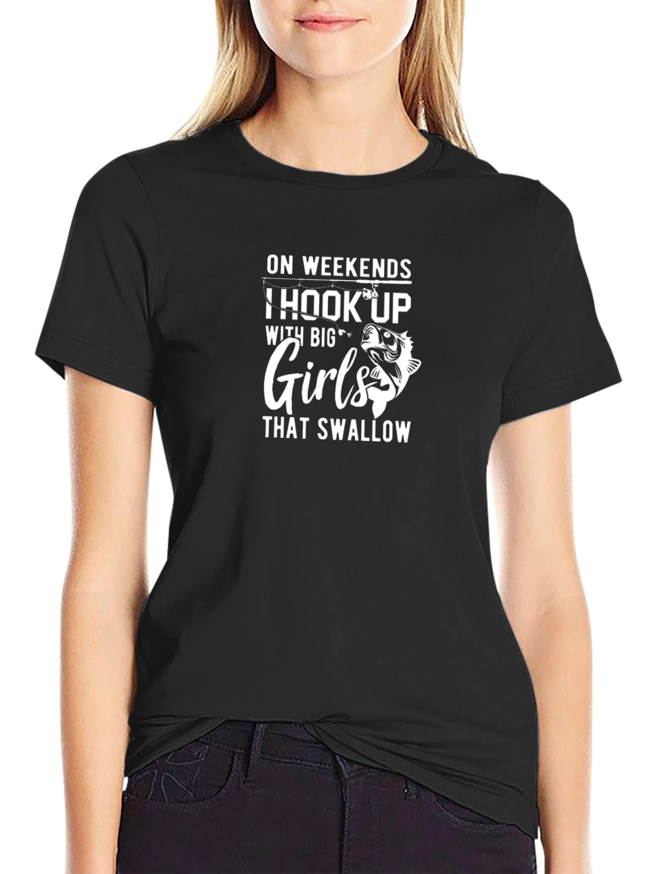 Fishing Humor T-Shirt: Hook Up With Big Girls