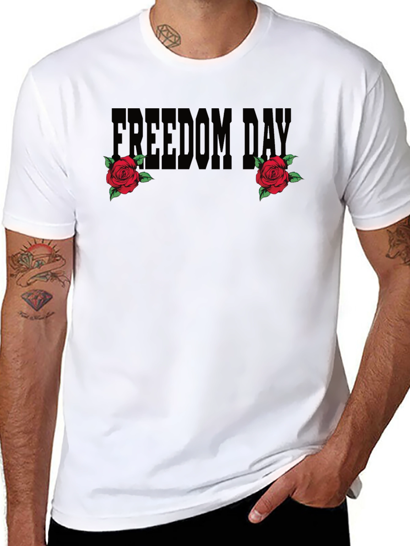 Freedom Day Rose Graphic T-Shirt