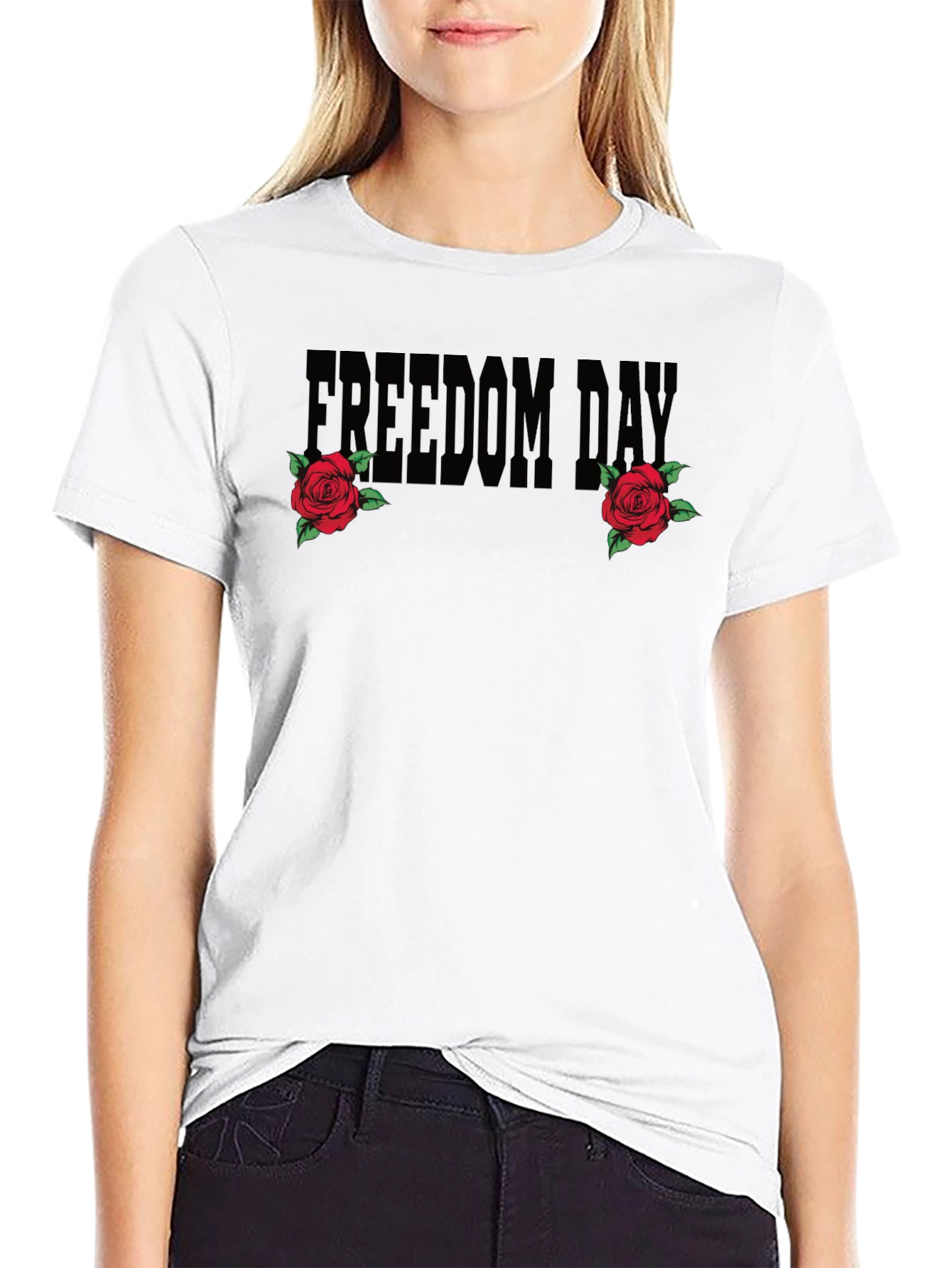 Freedom Day Rose Graphic T-Shirt