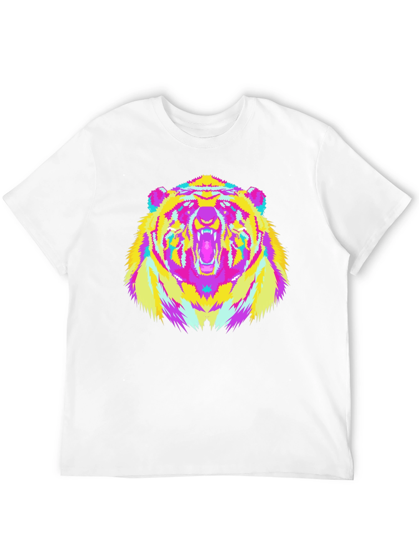 Vibrant Bear Graphic Tee - Black Cotton Blend