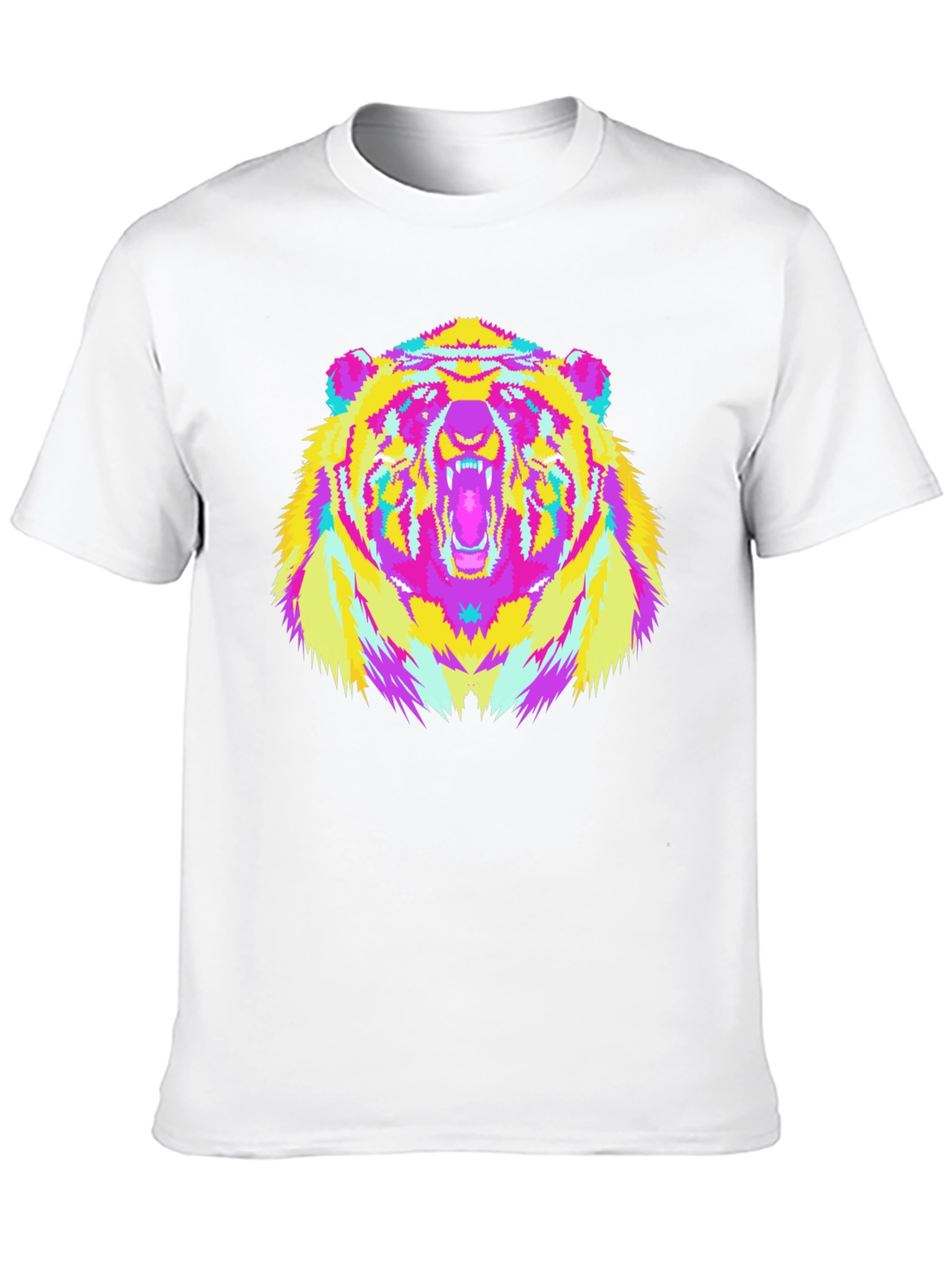 Vibrant Bear Graphic Tee - Black Cotton Blend