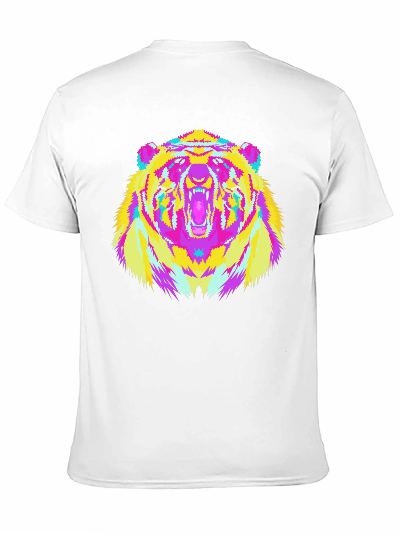 Vibrant Bear Graphic Tee - Black Cotton Blend