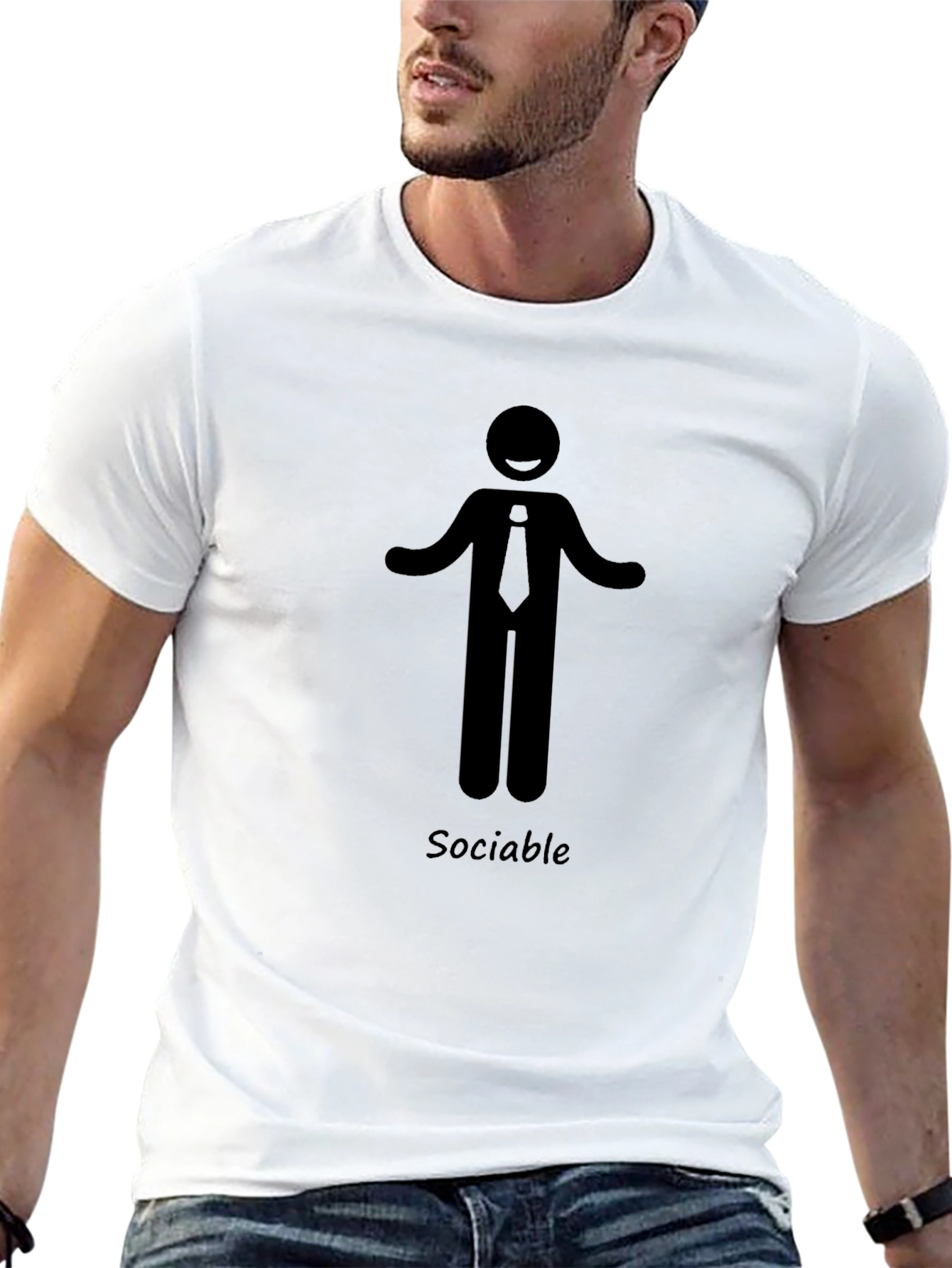 Sociable Stick Figure Graphic Tee - Black