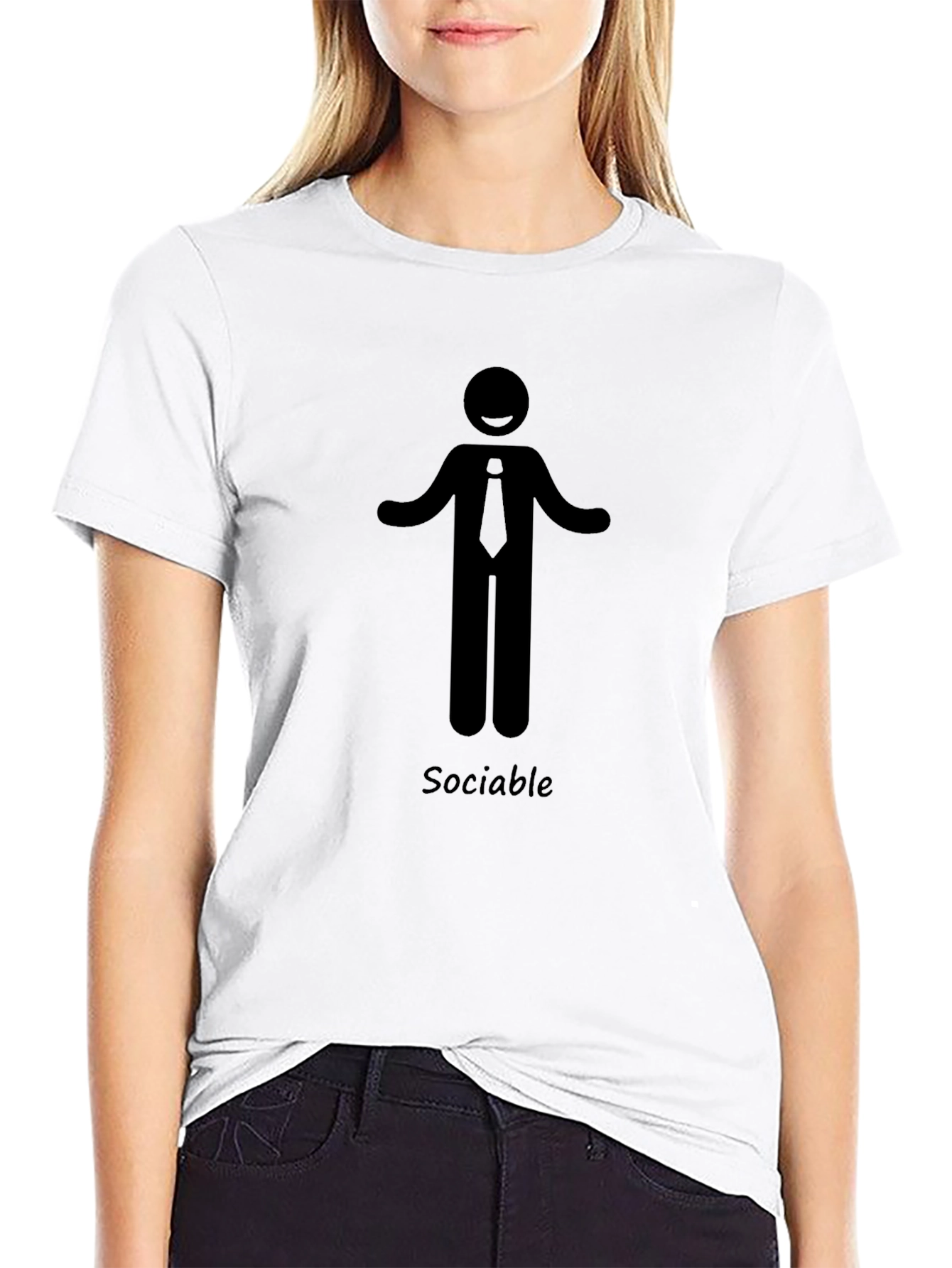 Sociable Stick Figure Graphic Tee - Black