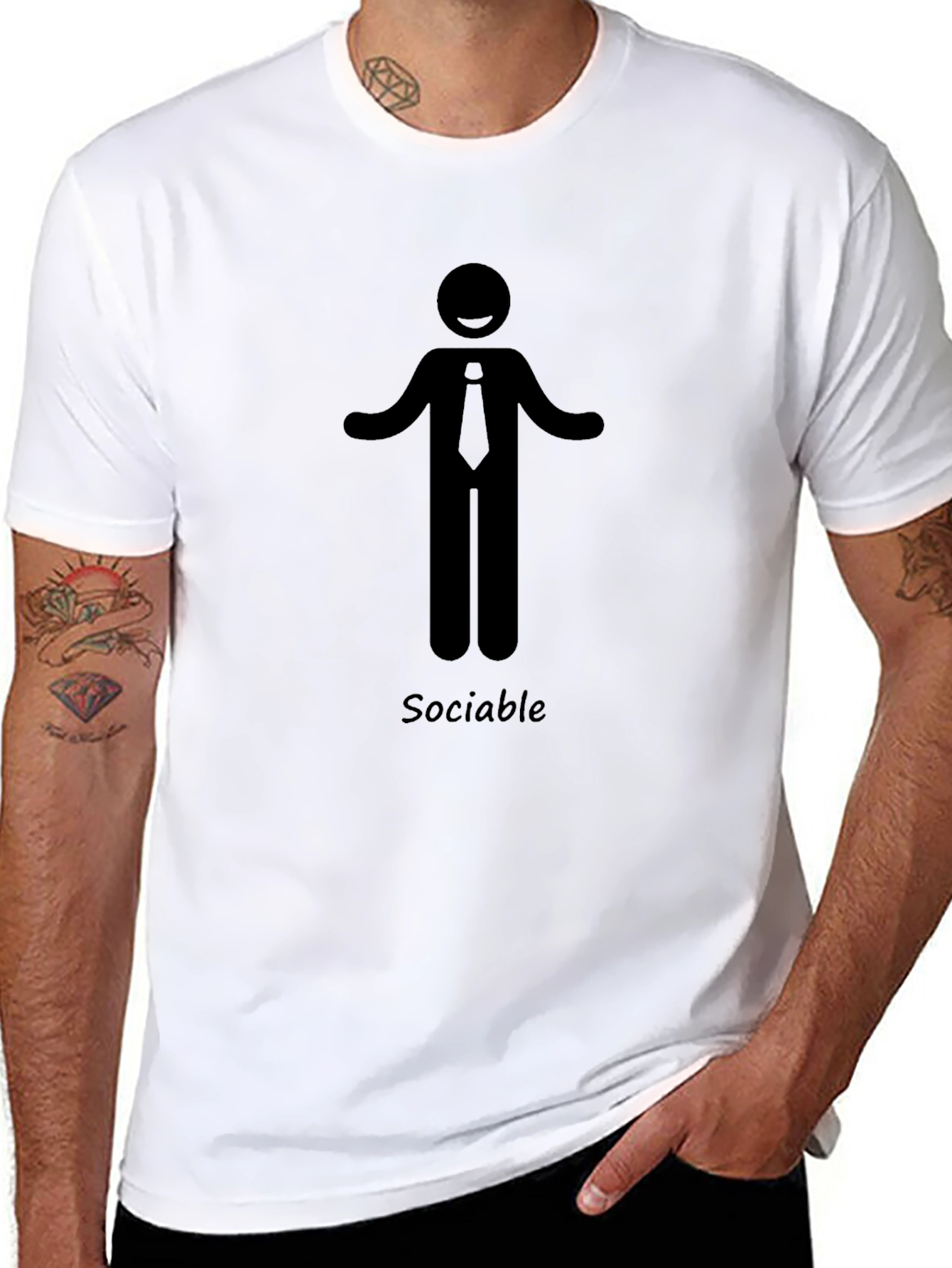 Sociable Stick Figure Graphic Tee - Black