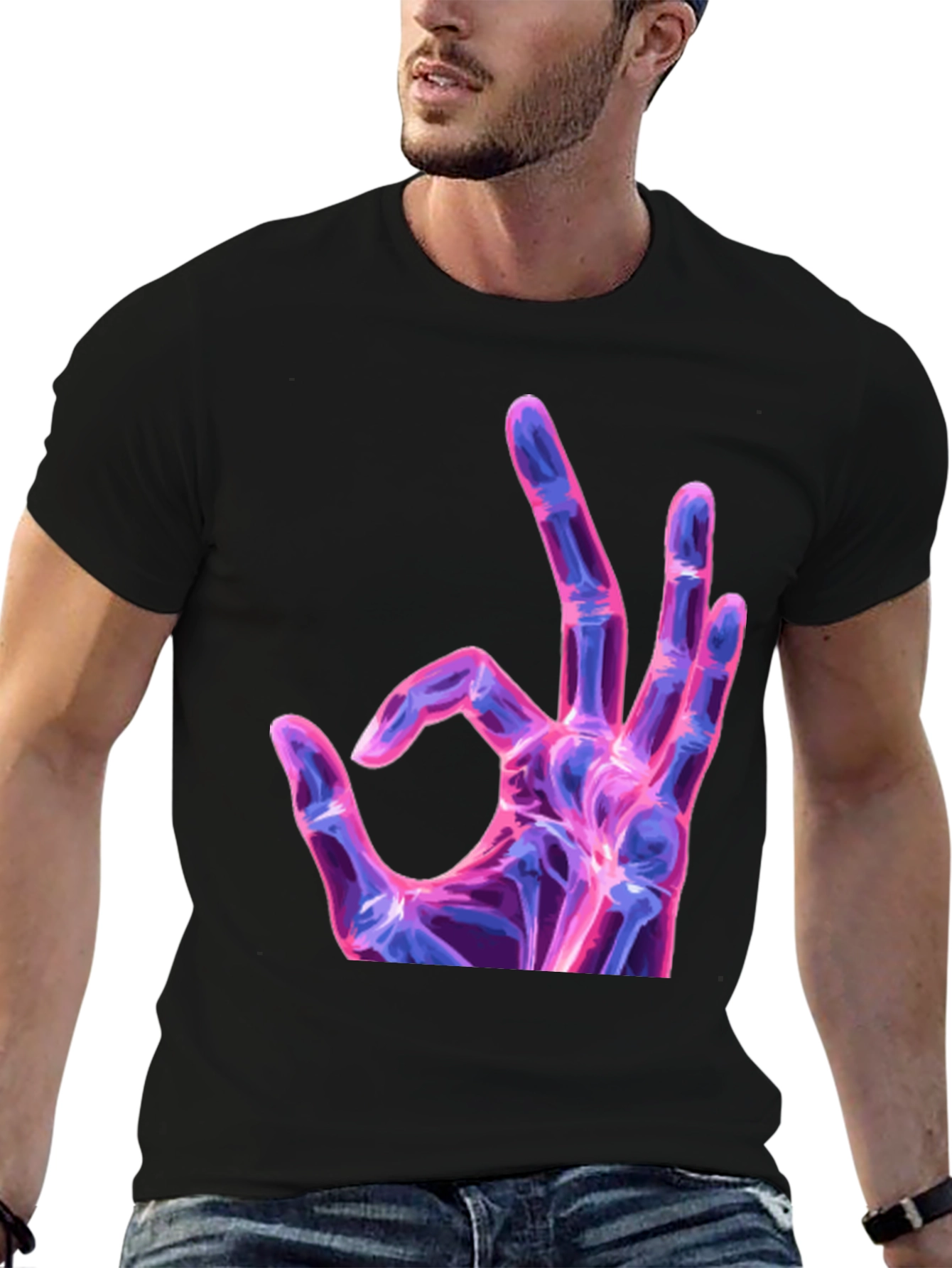Neon X-Ray Hand Gesture Graphic Tee