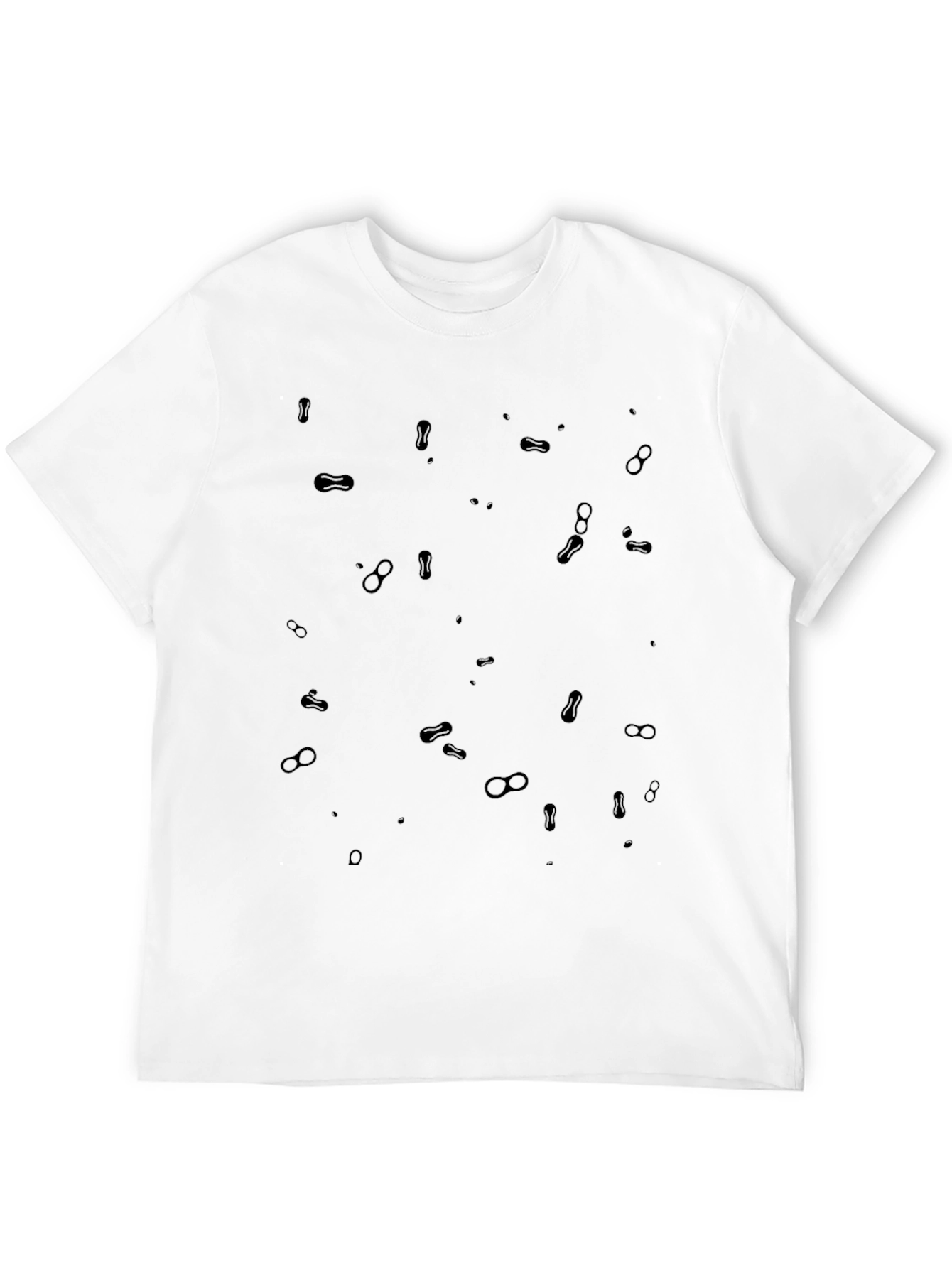 Mens Black Peanut Print Casual Tee
