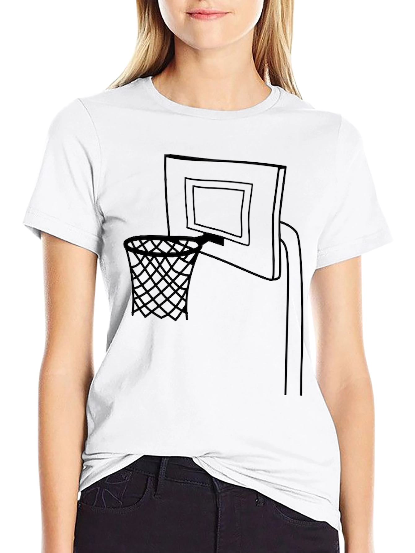 Basketball Hoop Graphic T-Shirt - Black Cotton Tee
