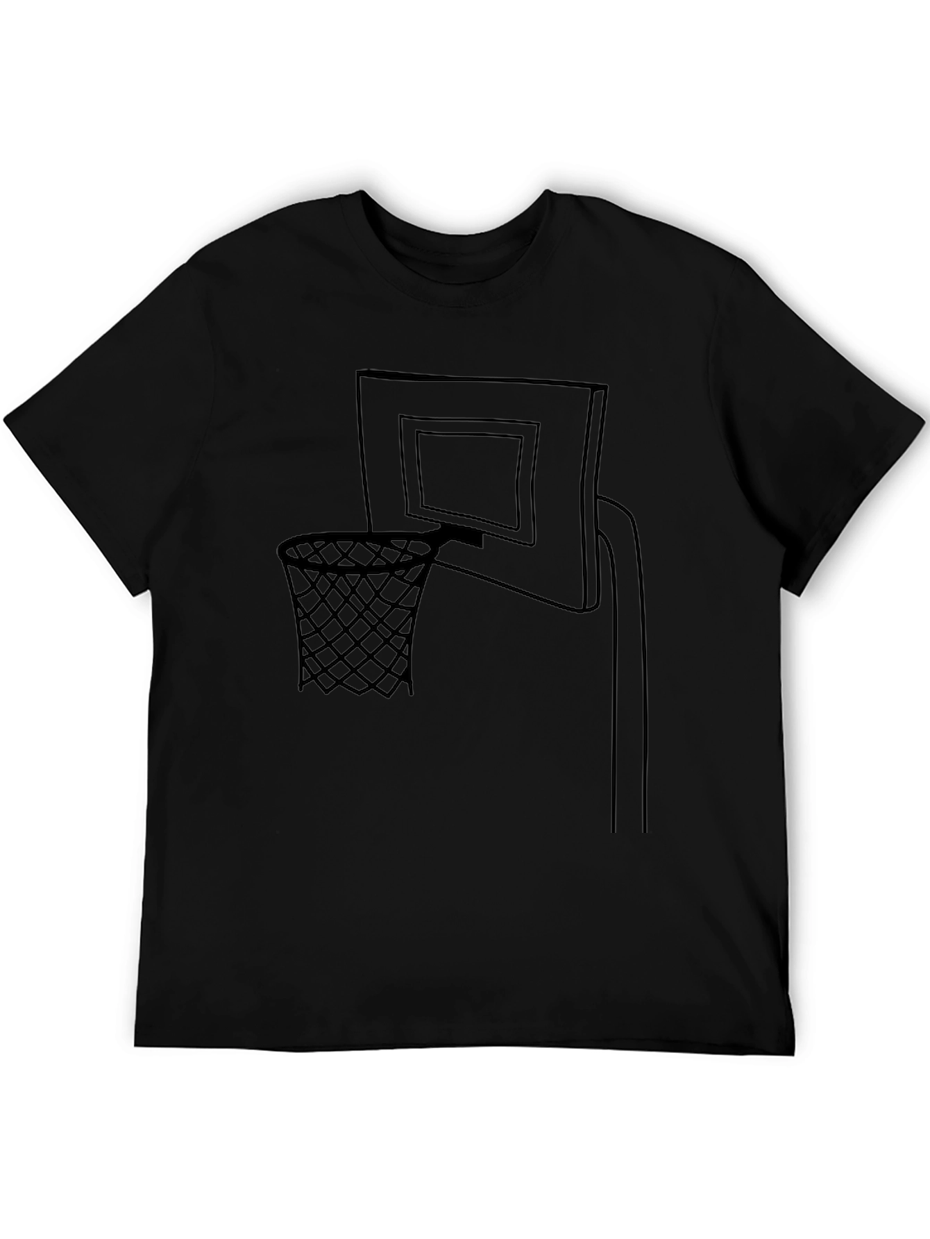 Basketball Hoop Graphic T-Shirt - Black Cotton Tee