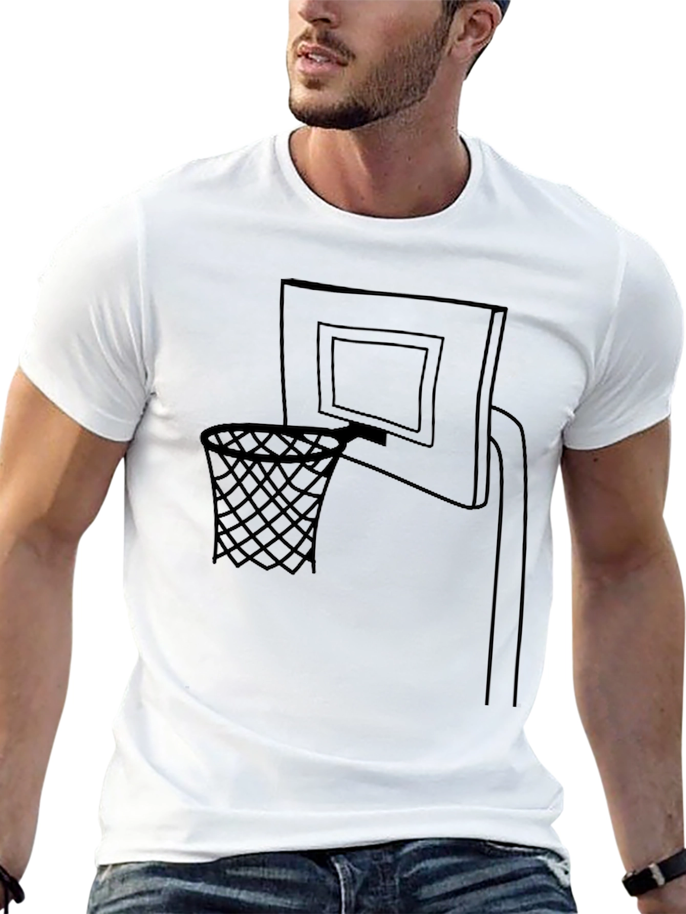 Basketball Hoop Graphic T-Shirt - Black Cotton Tee