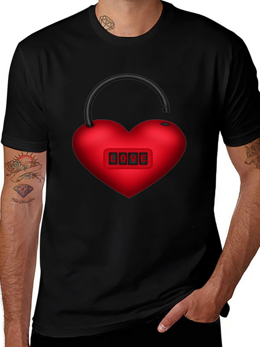 Love Lock T-Shirt - Black Tee with Heart Padlock Design