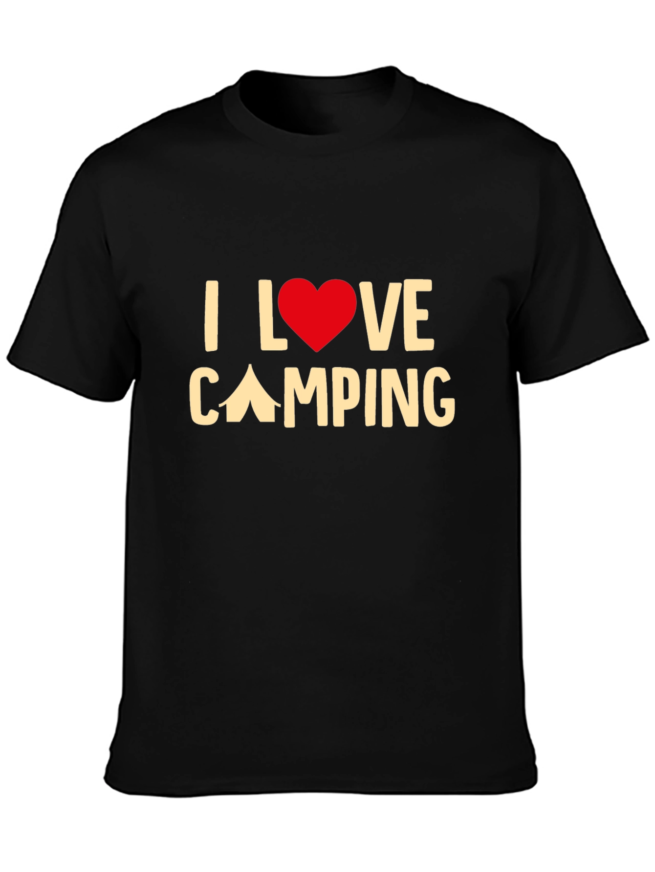 I Love Camping Graphic Tee - Black Cotton T-Shirt