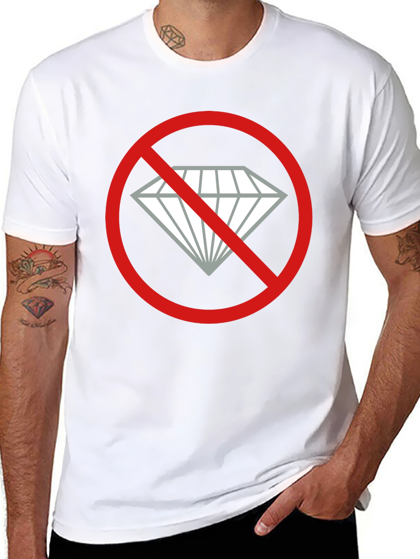 No Diamonds Graphic Tee - Black Cotton T-Shirt