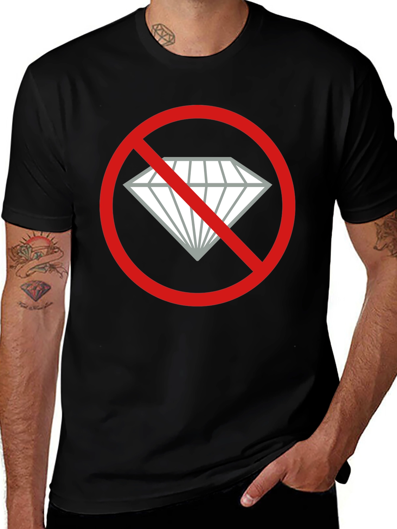 No Diamonds Graphic Tee - Black Cotton T-Shirt
