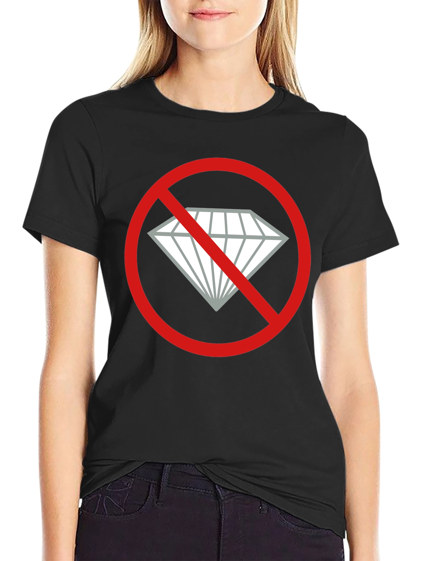 No Diamonds Graphic Tee - Black Cotton T-Shirt