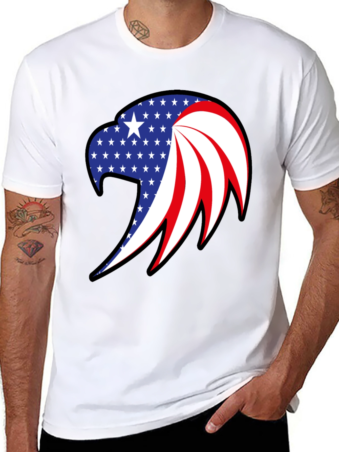 Patriotic Eagle Graphic Tee - Black