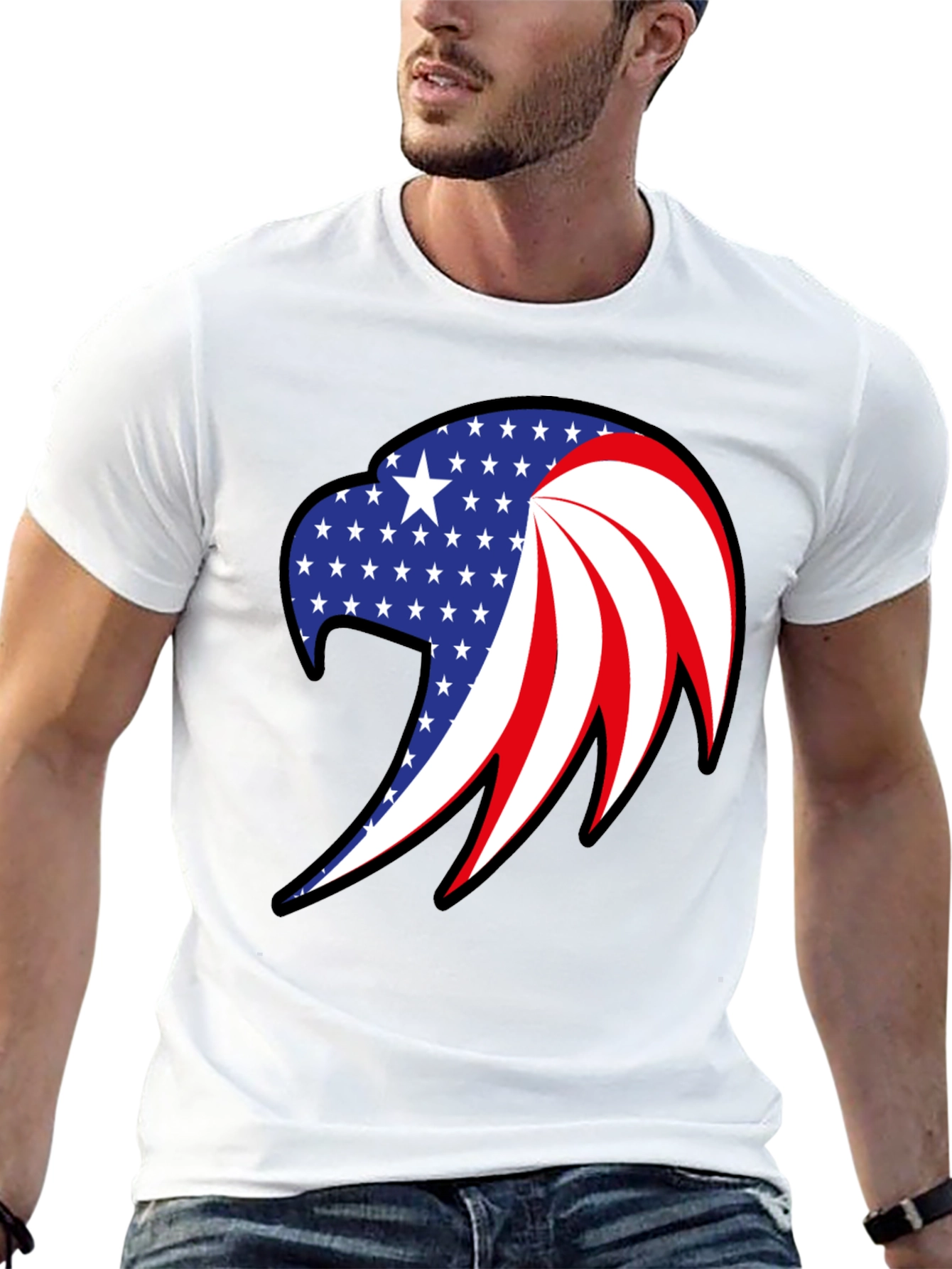 Patriotic Eagle Graphic Tee - Black
