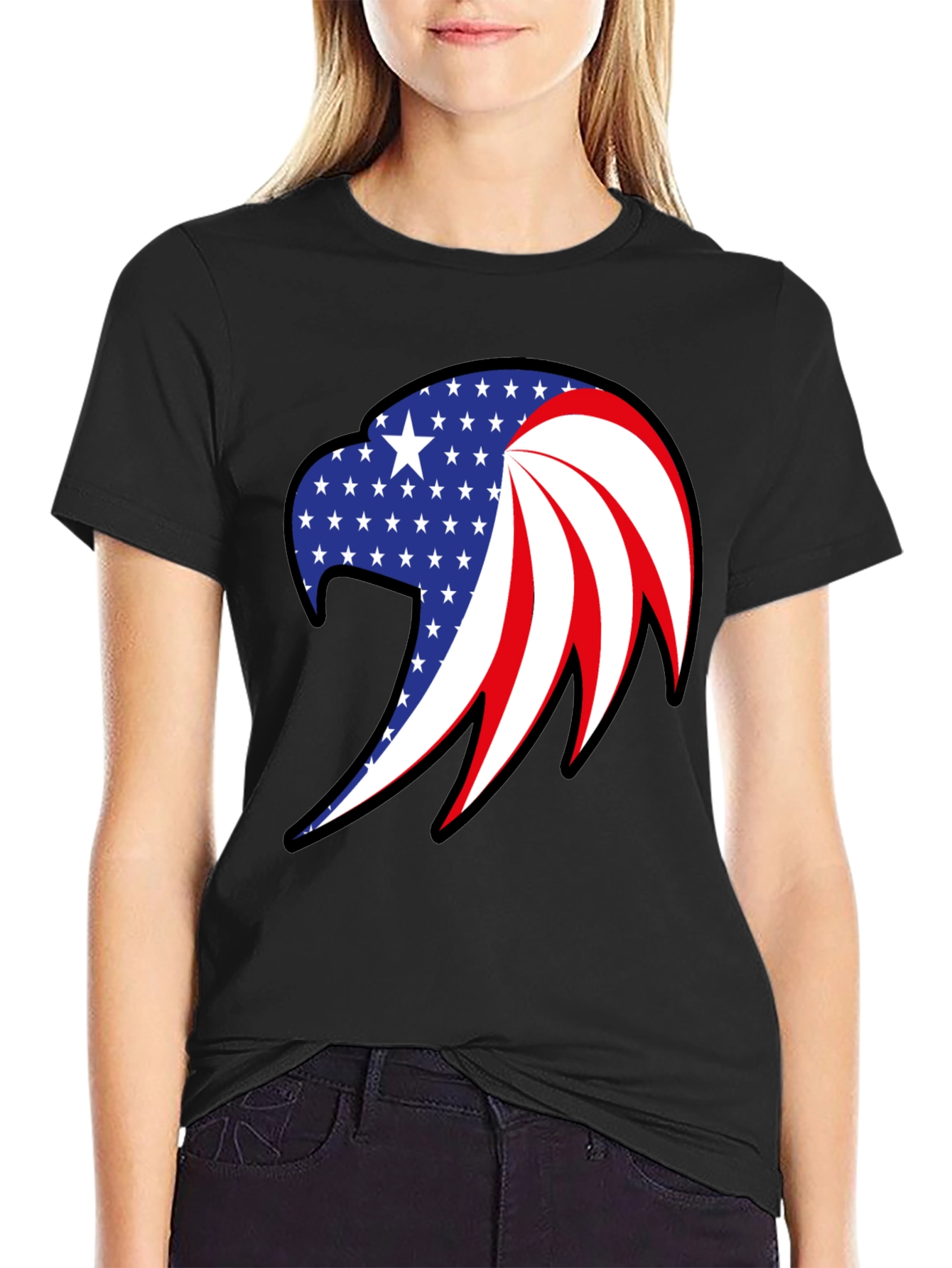 Patriotic Eagle Graphic Tee - Black
