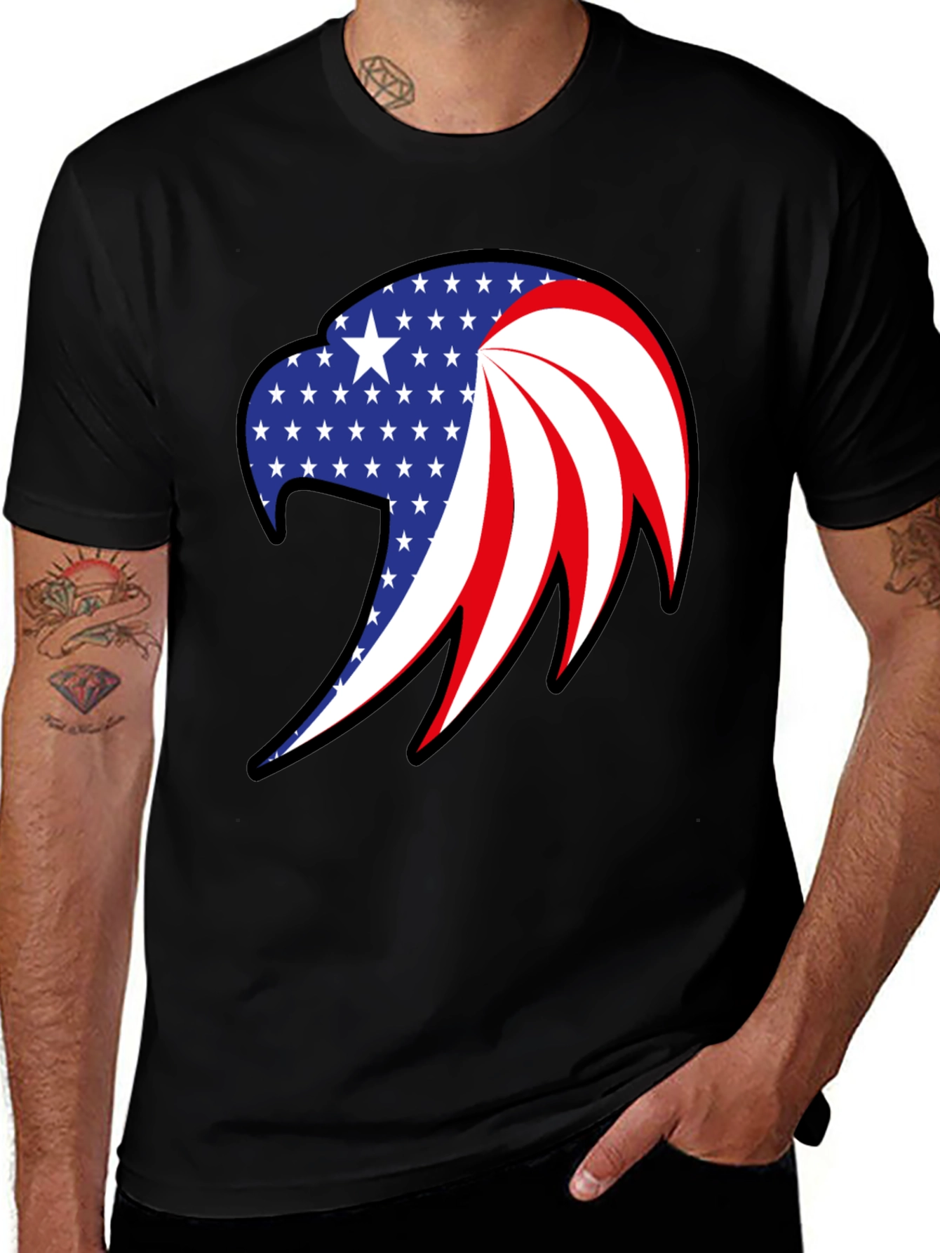 Patriotic Eagle Graphic Tee - Black