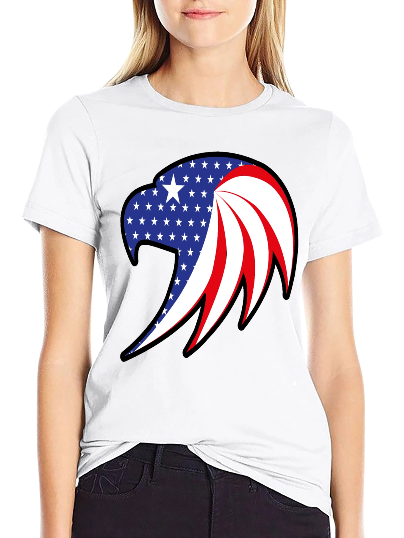 Patriotic Eagle Graphic Tee - Black