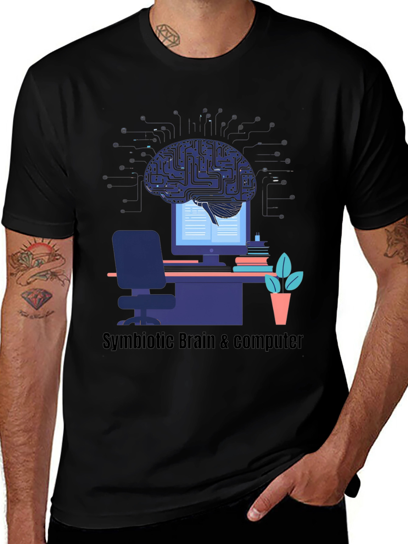 Symbiotic Brain & Computer Graphic Tee