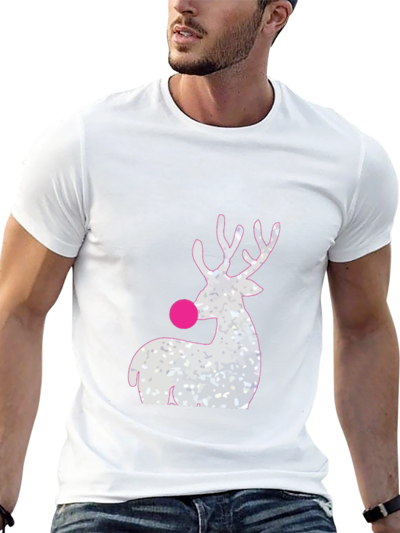 Rudolph Reindeer Christmas T-Shirt - Black