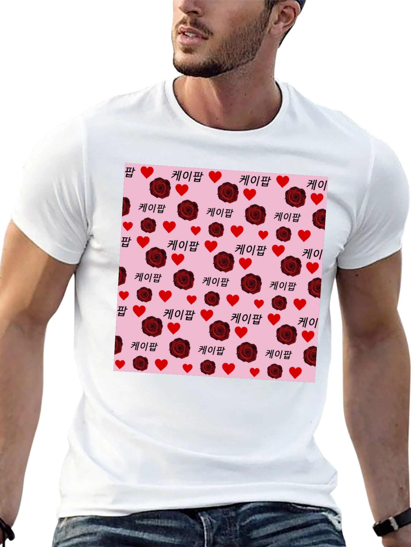 Romantic K-Pop Rose Heart T-Shirt