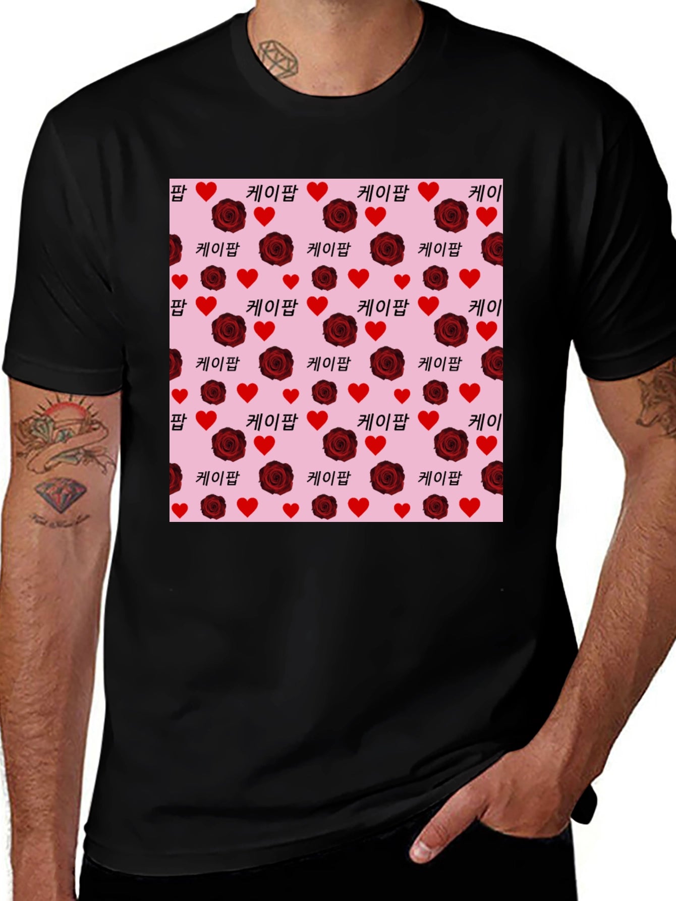 Romantic K-Pop Rose Heart T-Shirt