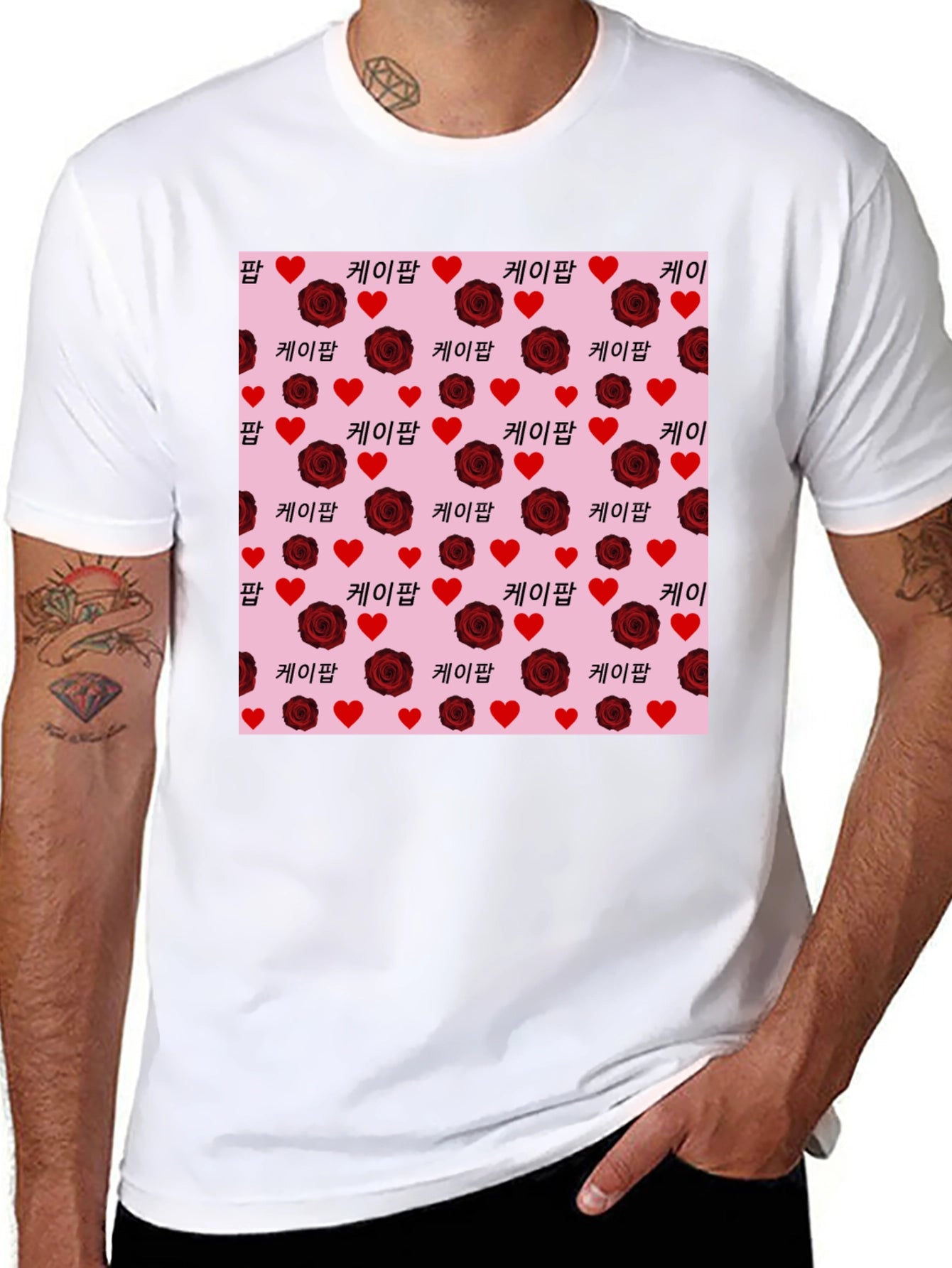 Romantic K-Pop Rose Heart T-Shirt