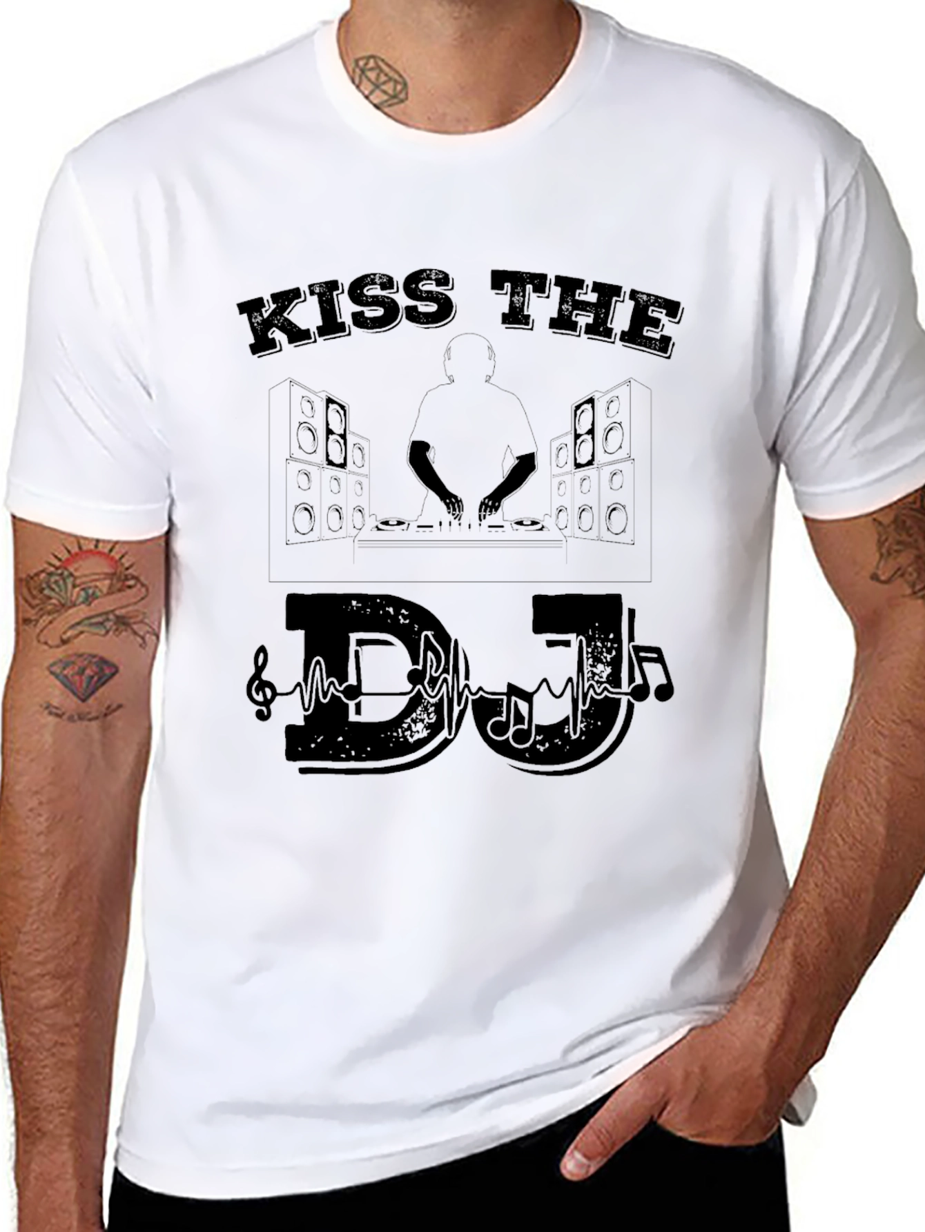 Kiss the DJ Black Graphic T-Shirt