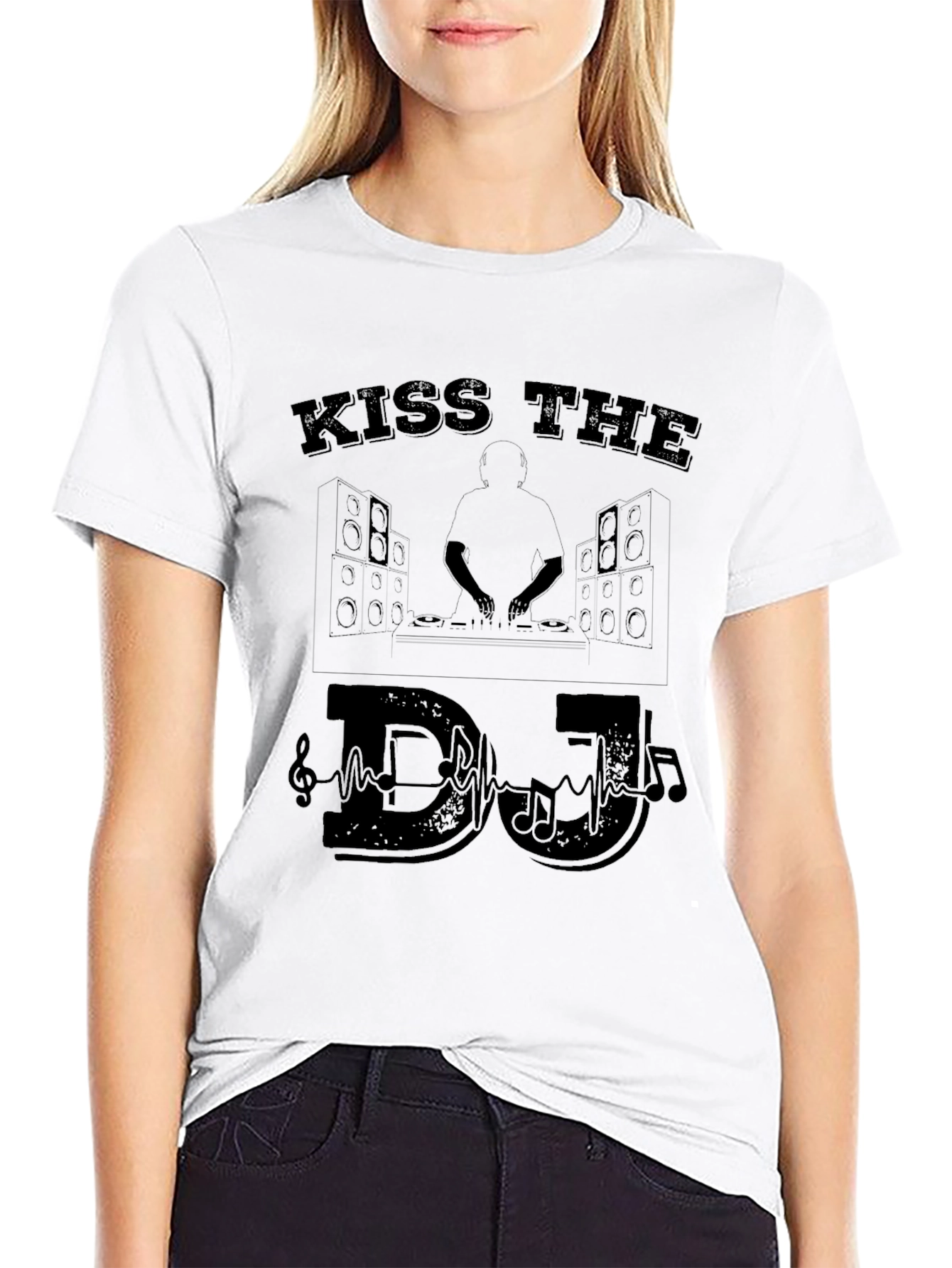 Kiss the DJ Black Graphic T-Shirt