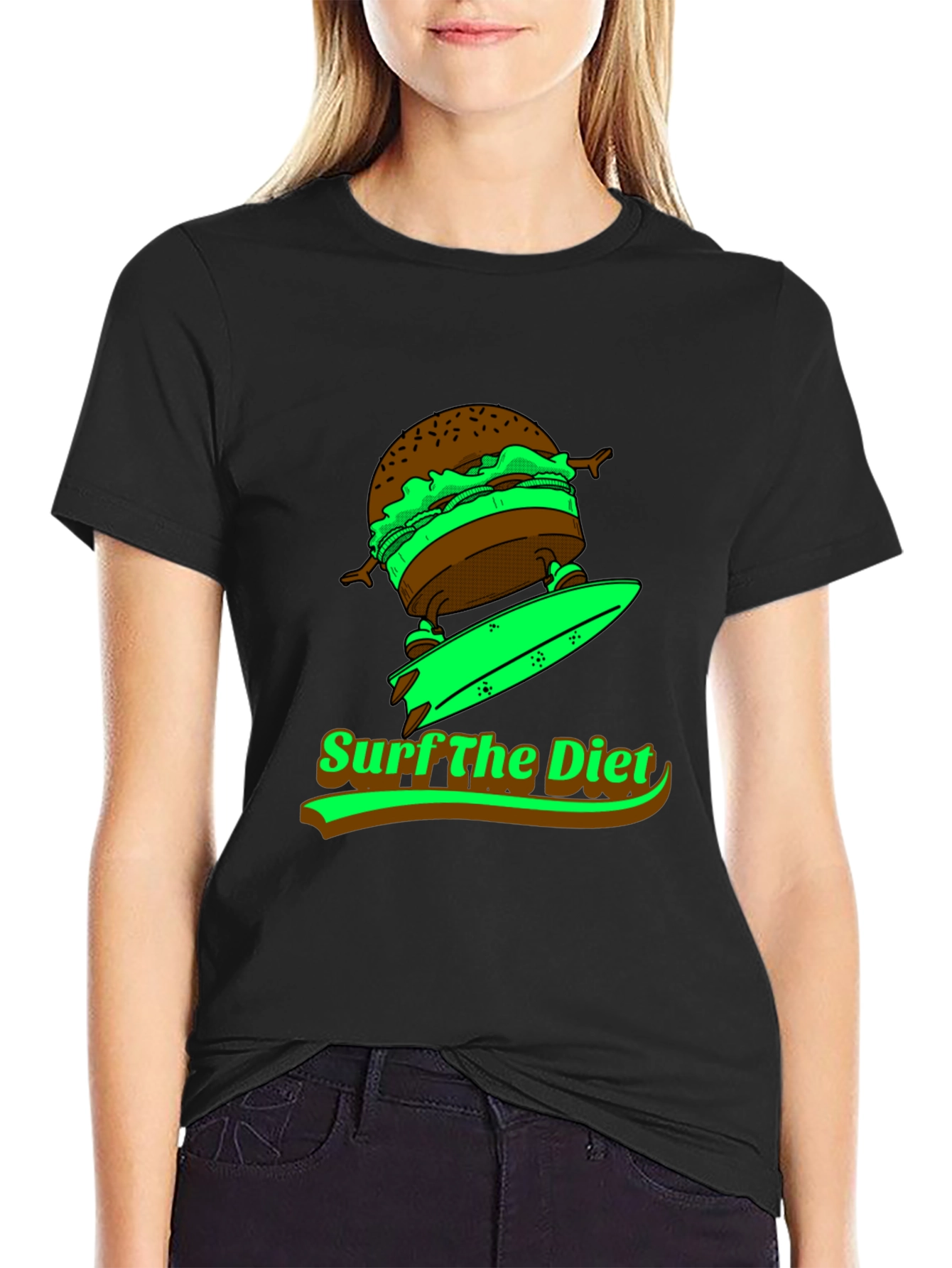 Surf the Diet Black T-Shirt