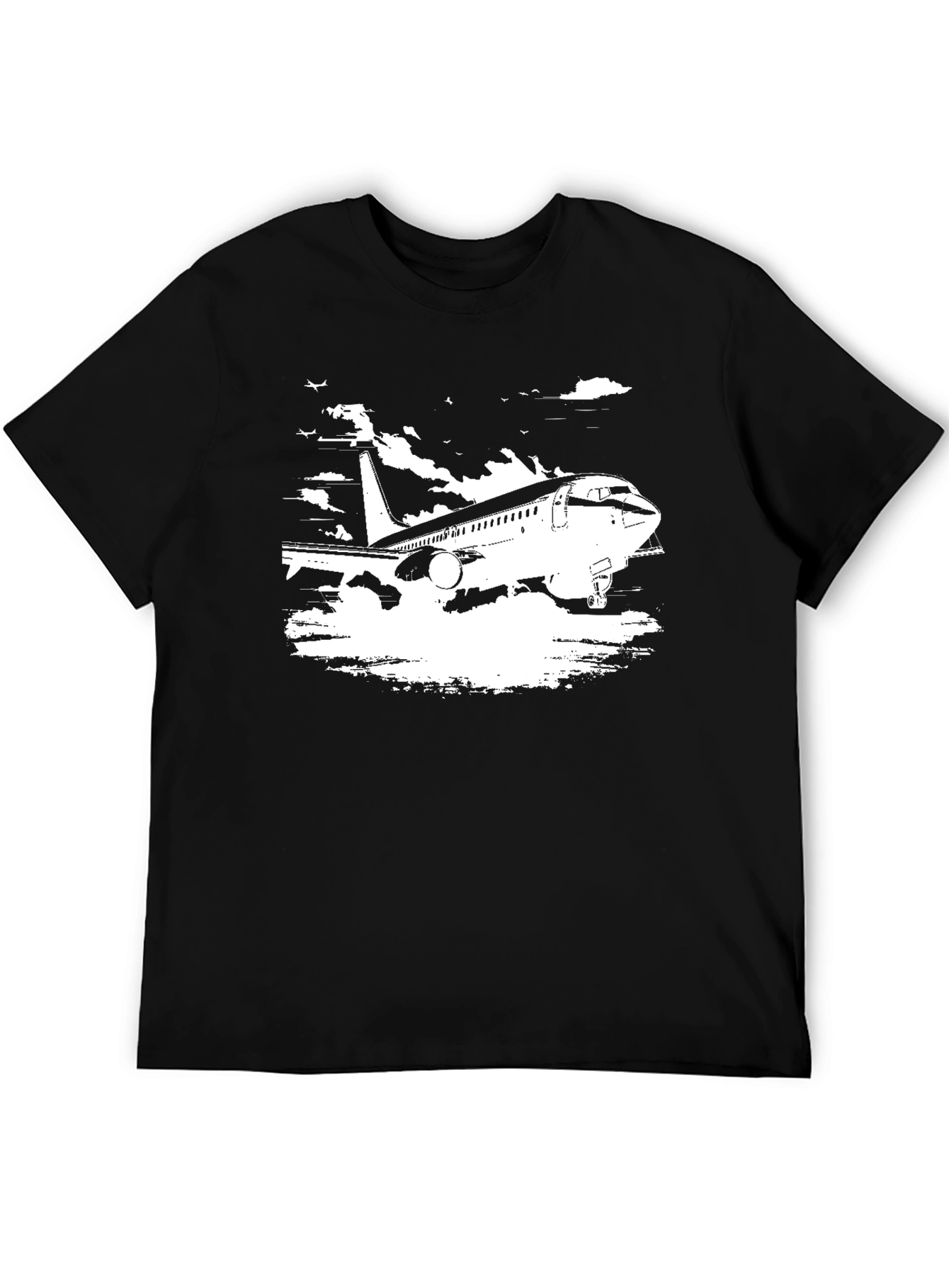 Airplane Graphic Tee - Black Cotton Blend