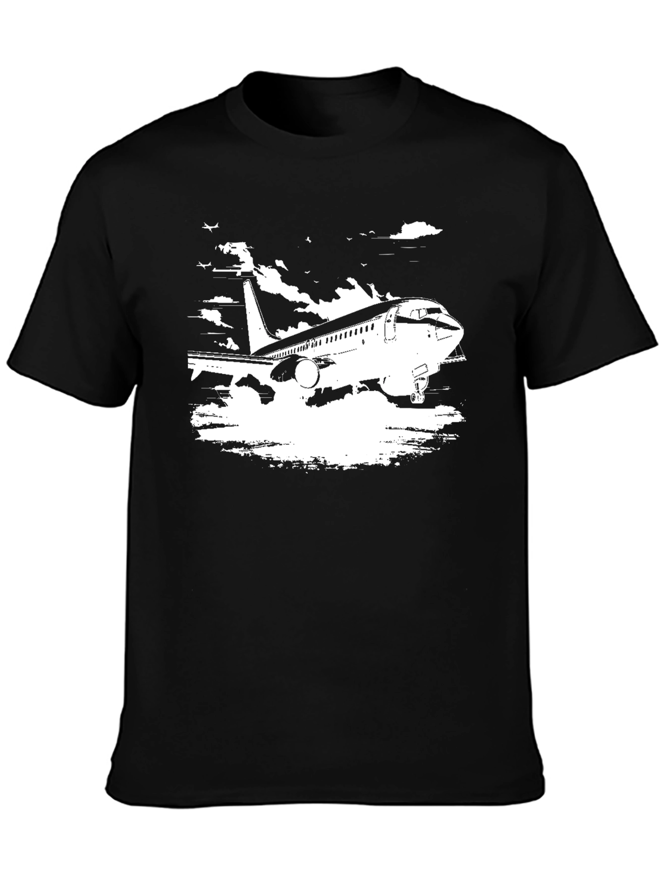 Airplane Graphic Tee - Black Cotton Blend