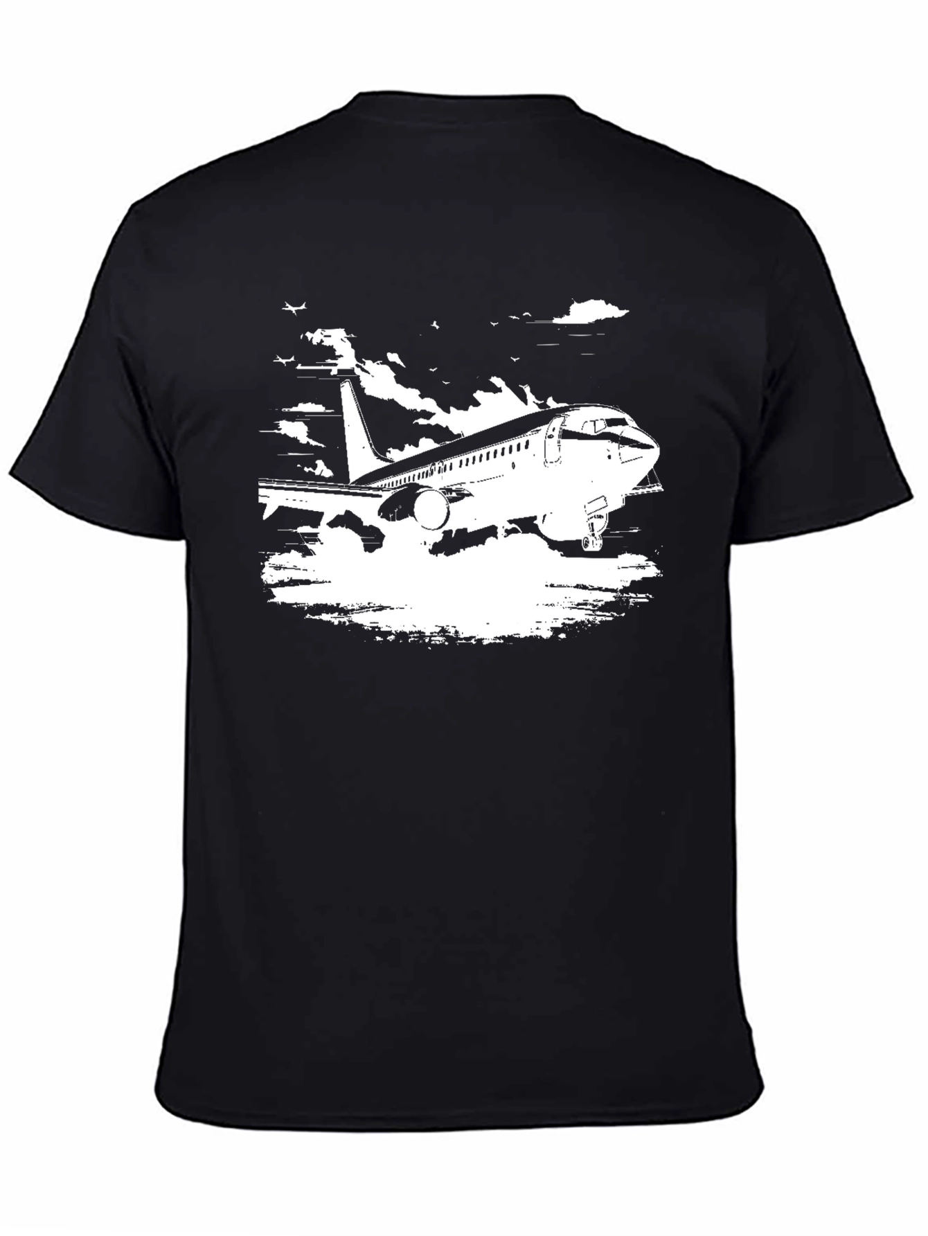 Airplane Graphic Tee - Black Cotton Blend