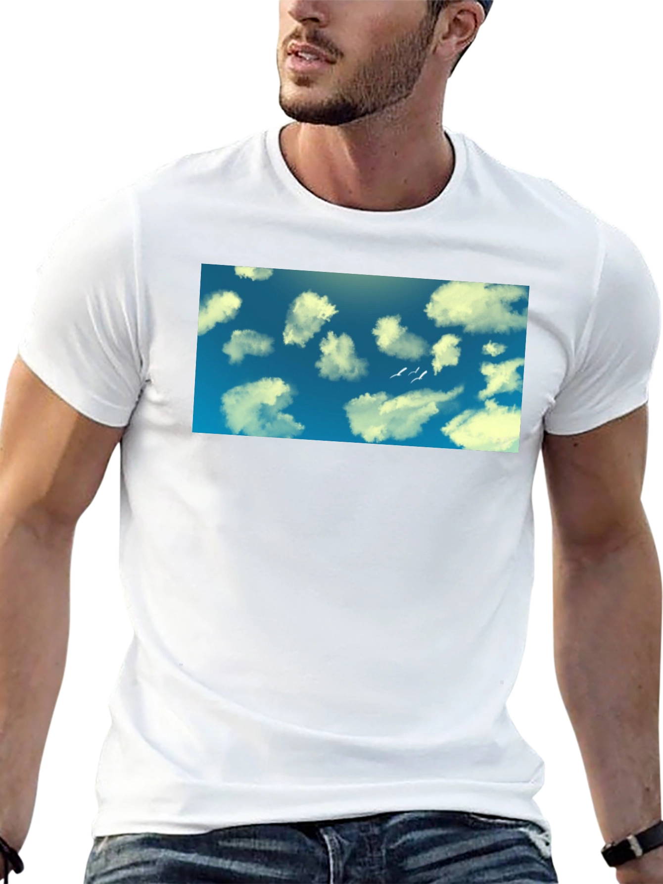 Sky Clouds Graphic Tee - Cotton Comfort